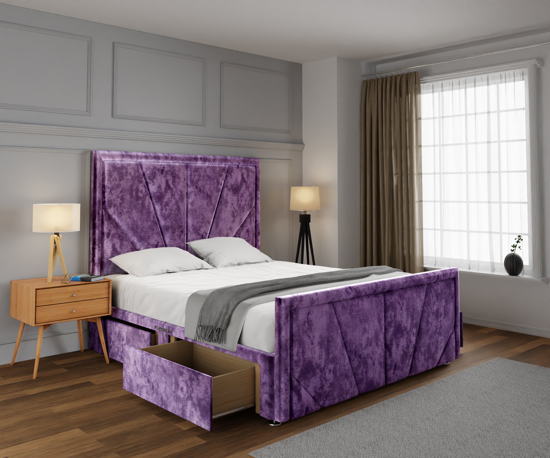 Paine Horizon Border Divan Bed Set With Footboard