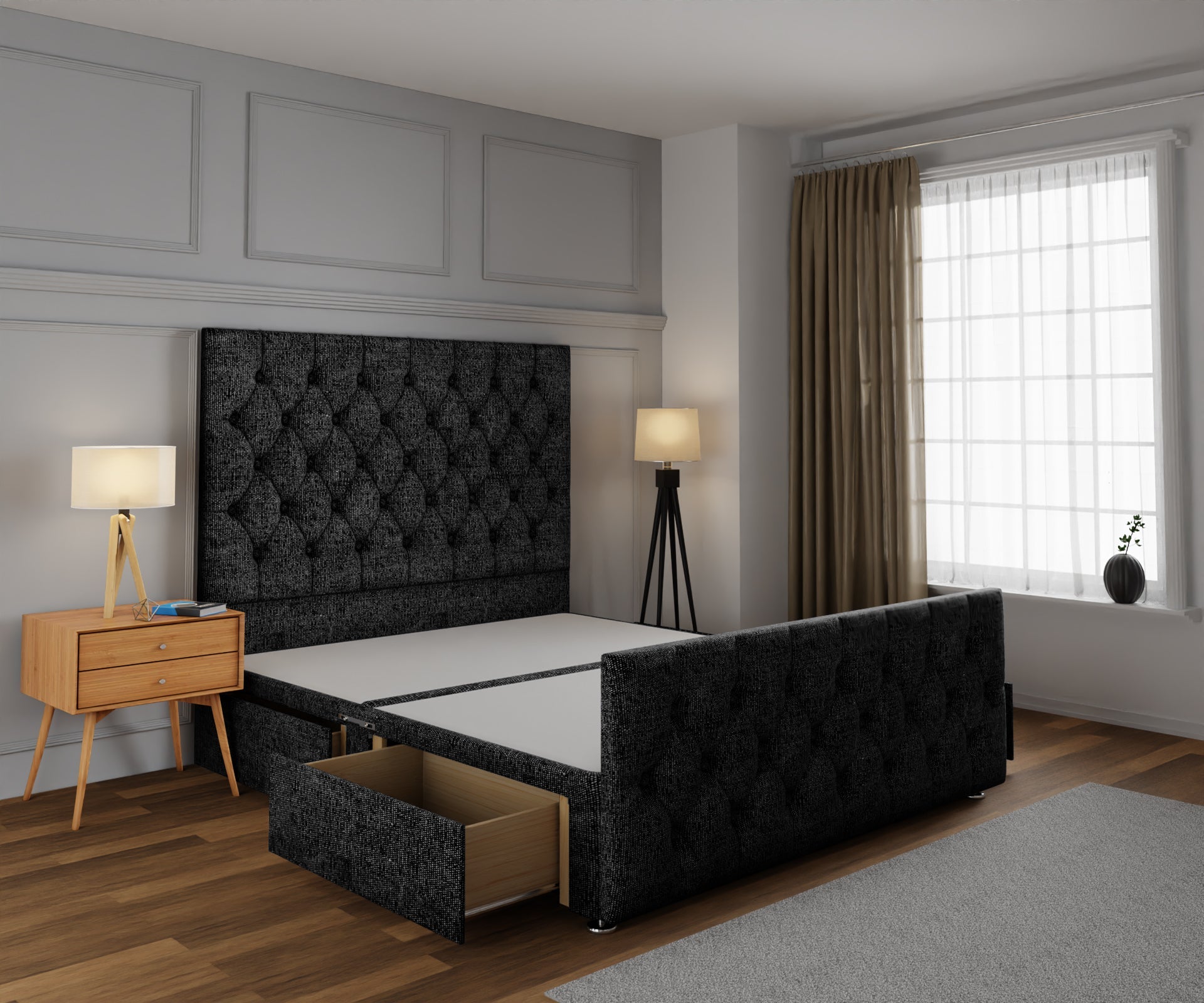 Evie Divan Bed Base And Headboard With Footboard