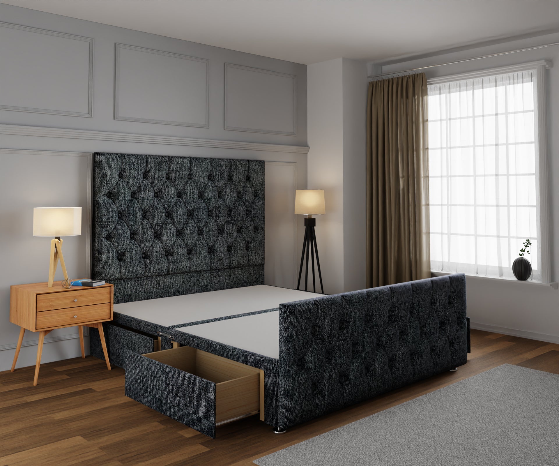 Evie Divan Bed Base And Headboard With Footboard
