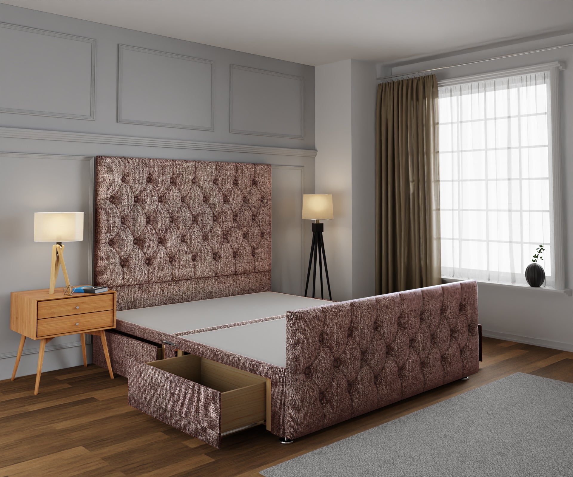 Evie Divan Bed Base And Headboard With Footboard