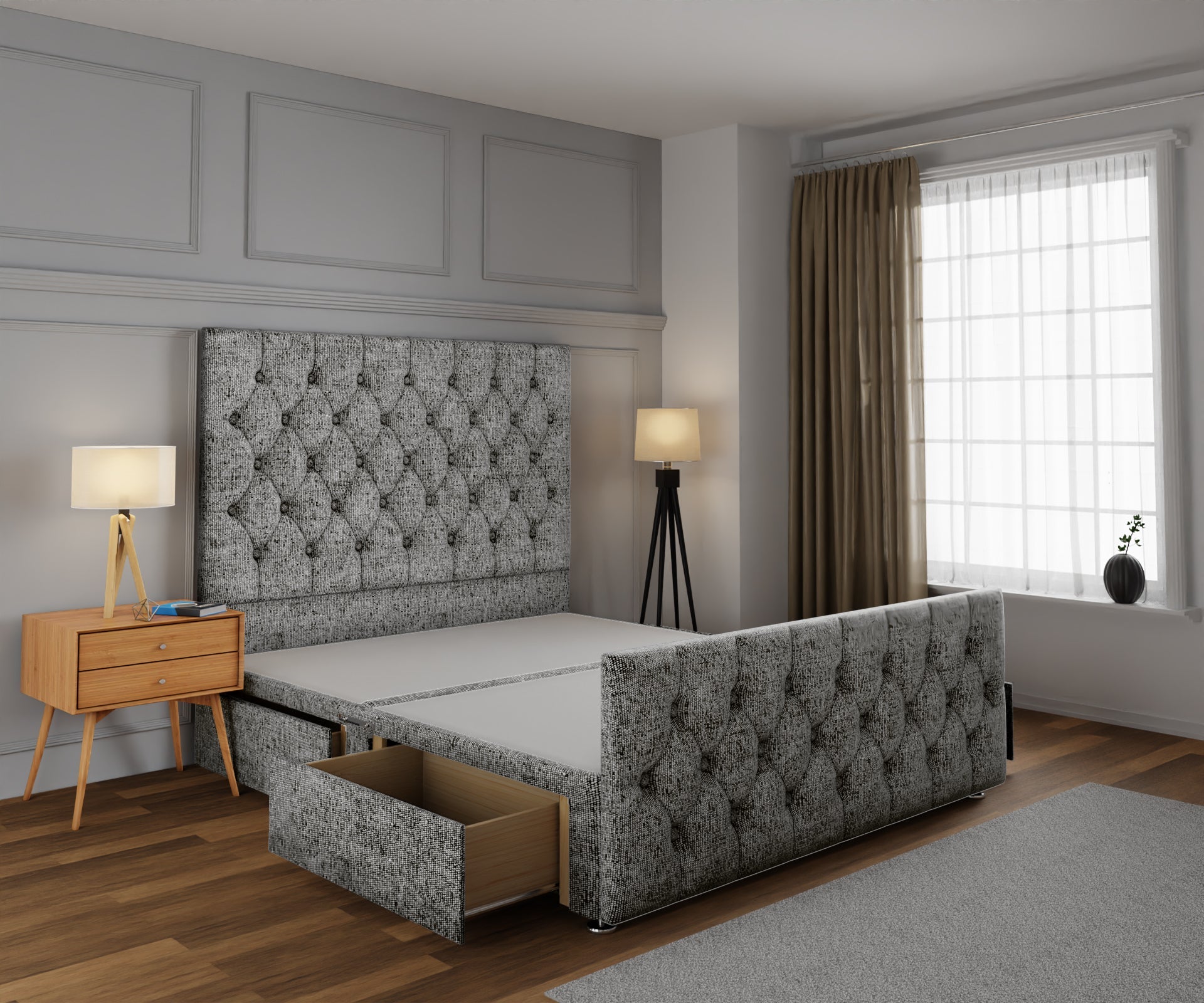 Evie Divan Bed Base And Headboard With Footboard