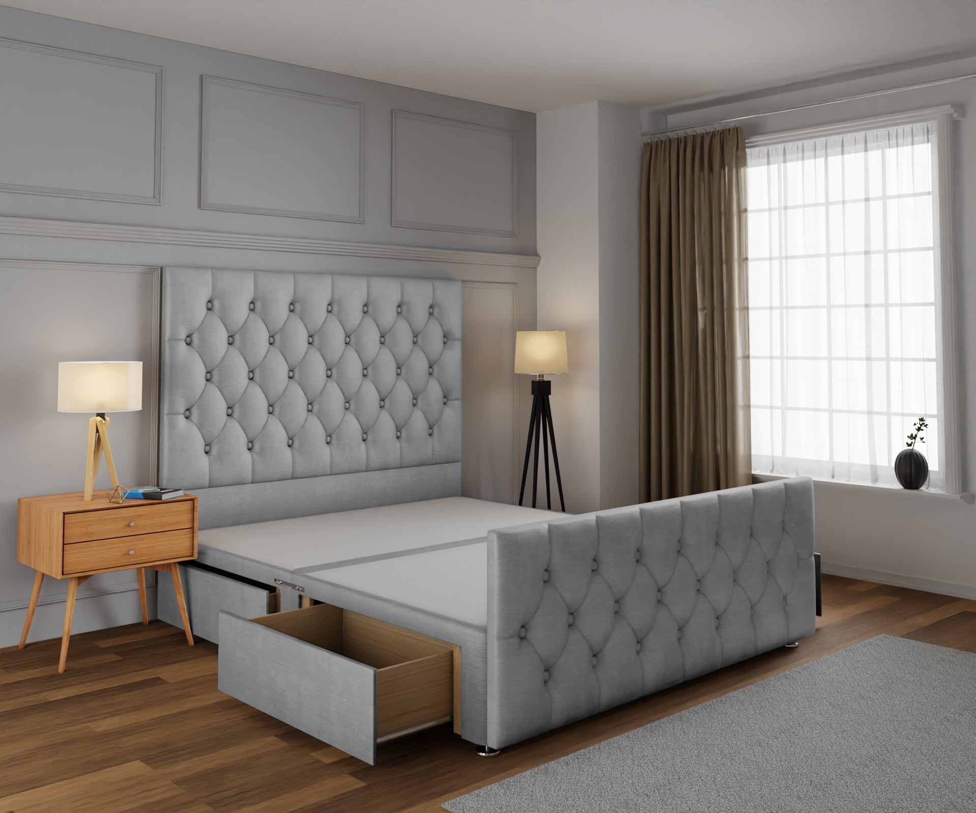 Evie Divan Bed Base And Headboard With Footboard