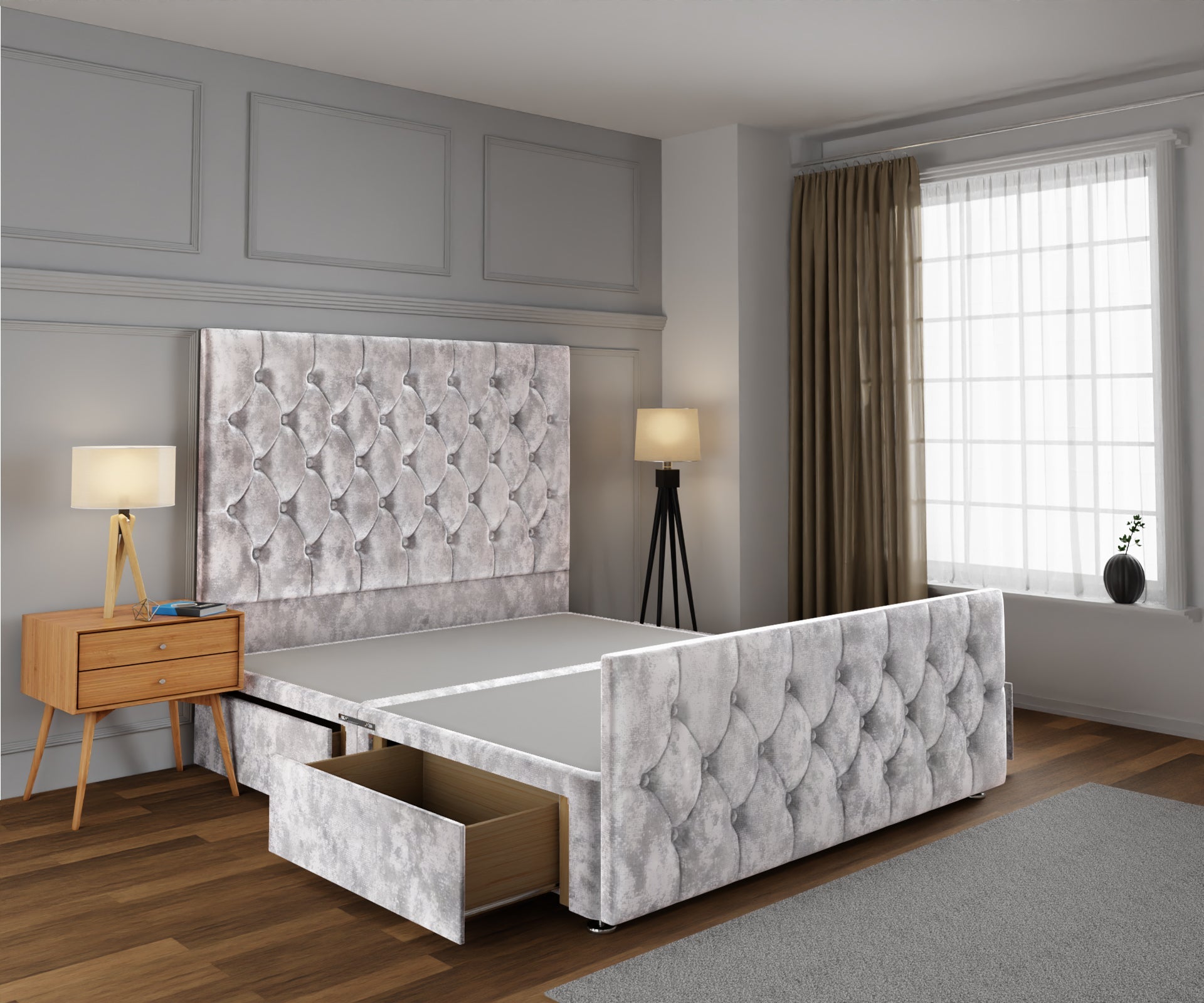 Evie Divan Bed Base And Headboard With Footboard