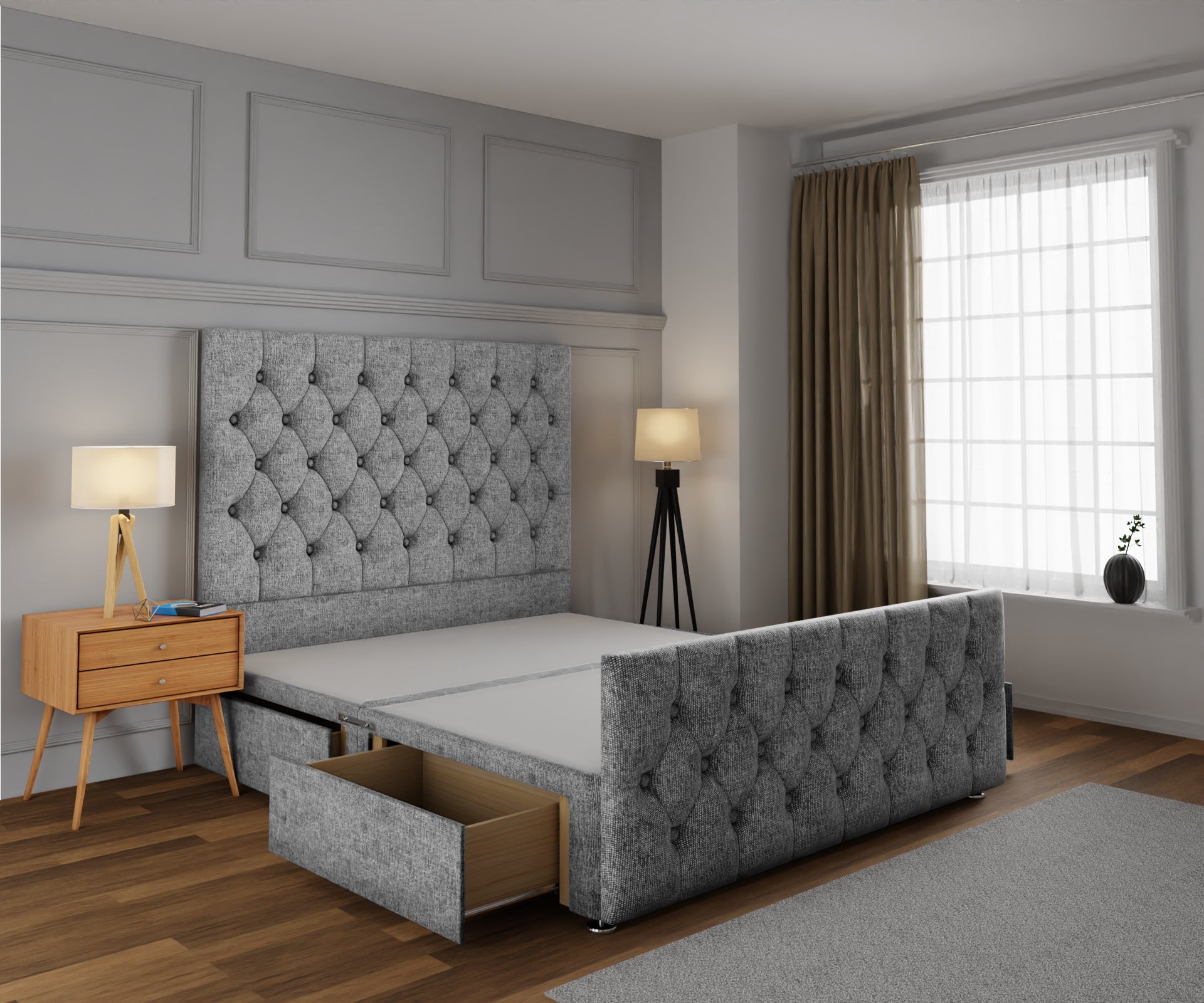 Evie Divan Bed Base And Headboard With Footboard