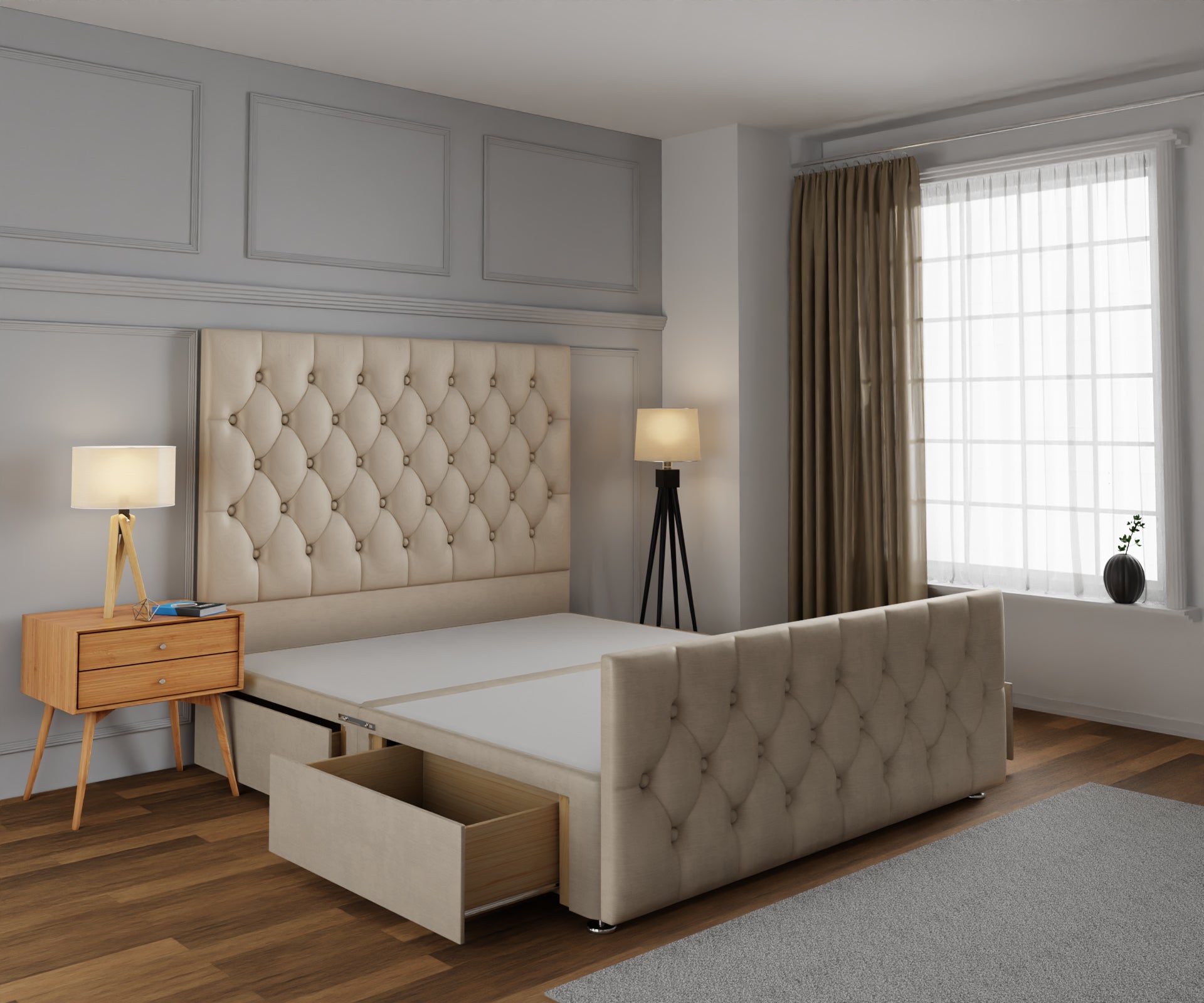 Evie Divan Bed Base And Headboard With Footboard