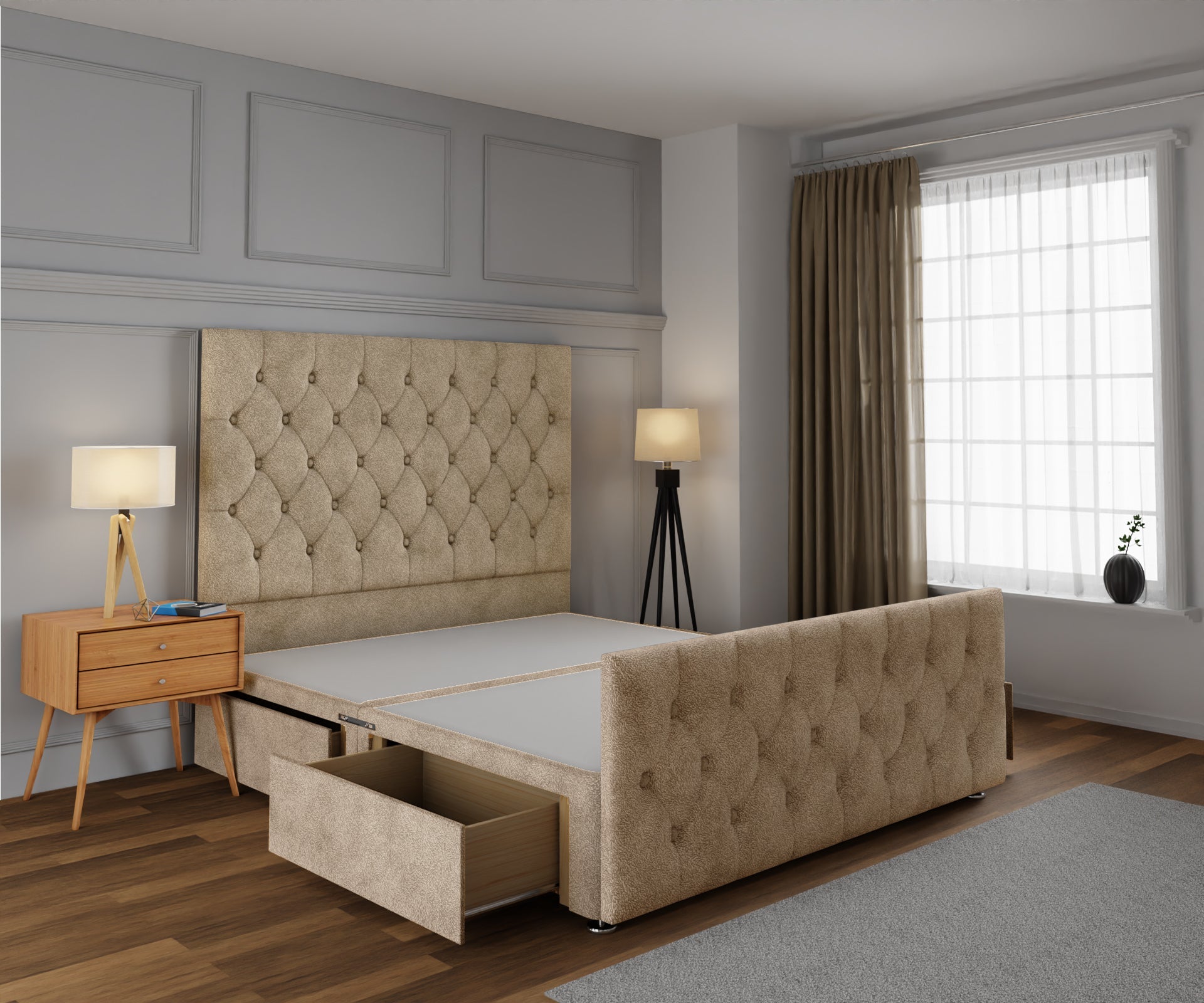 Evie Divan Bed Base And Headboard With Footboard
