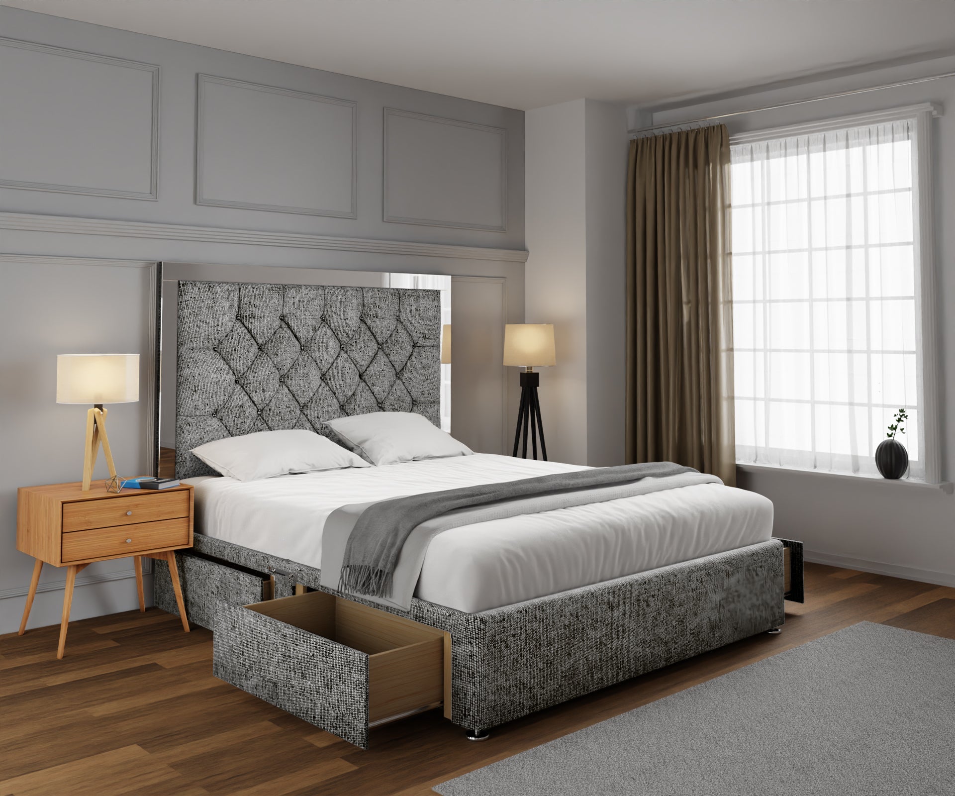 Chesterfield Mirrored Divan Bed Set