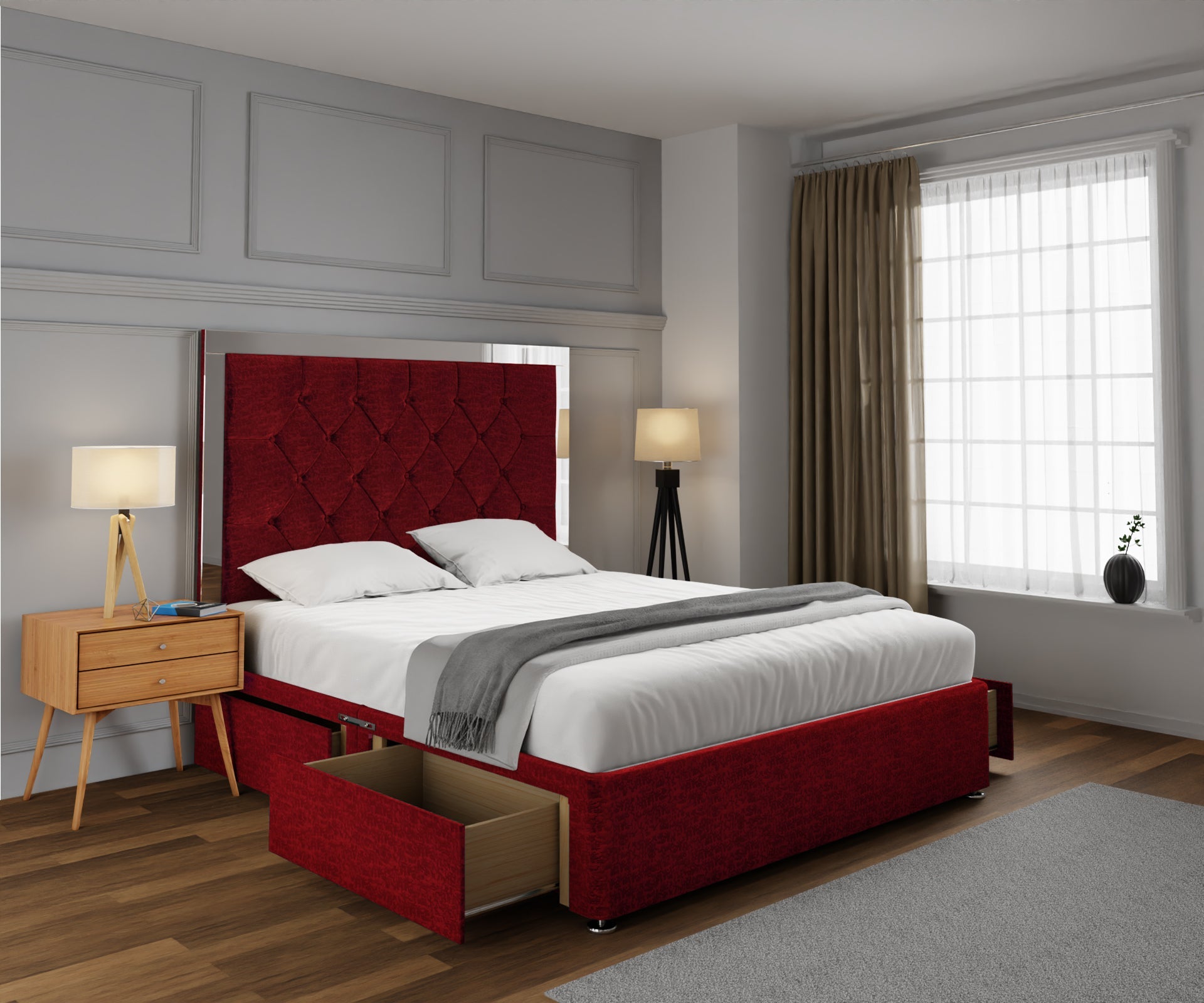 Chesterfield Mirrored Divan Bed Set