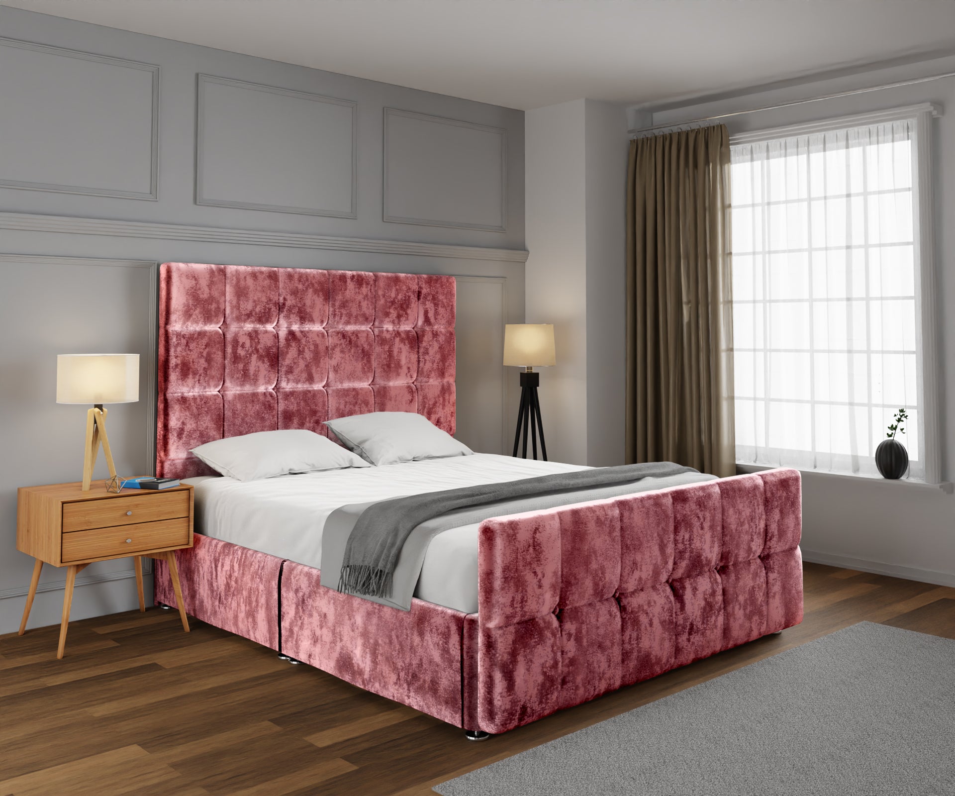 Amber Open Storage Divan Bed Set With Footboard