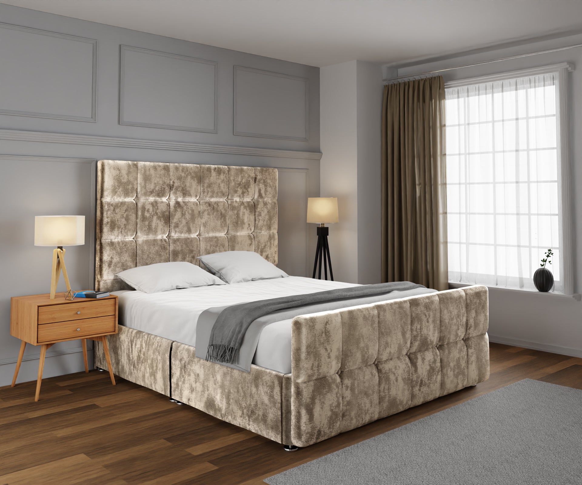 Amber Open Storage Divan Bed Set With Footboard