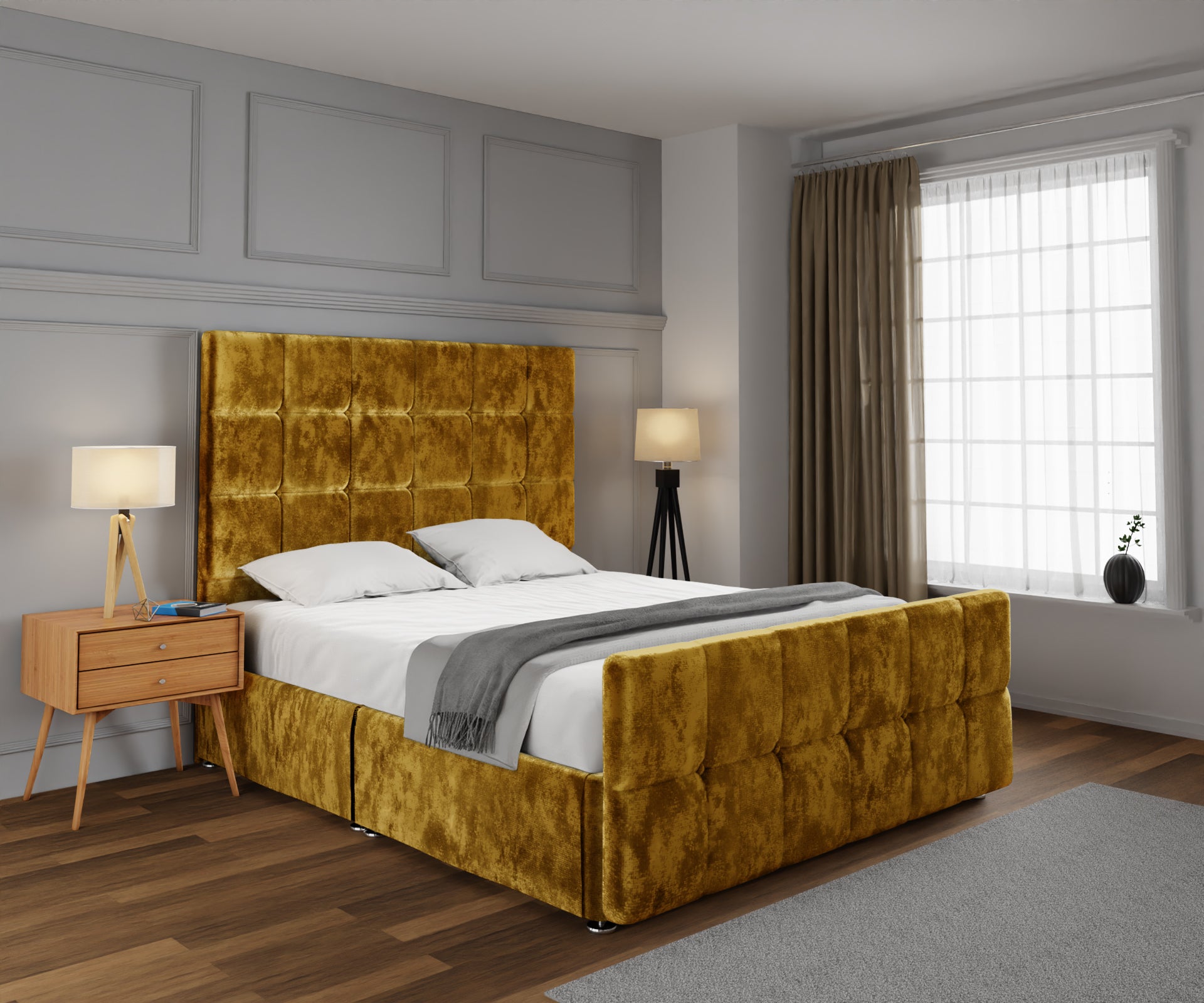 Amber Open Storage Divan Bed Set With Footboard