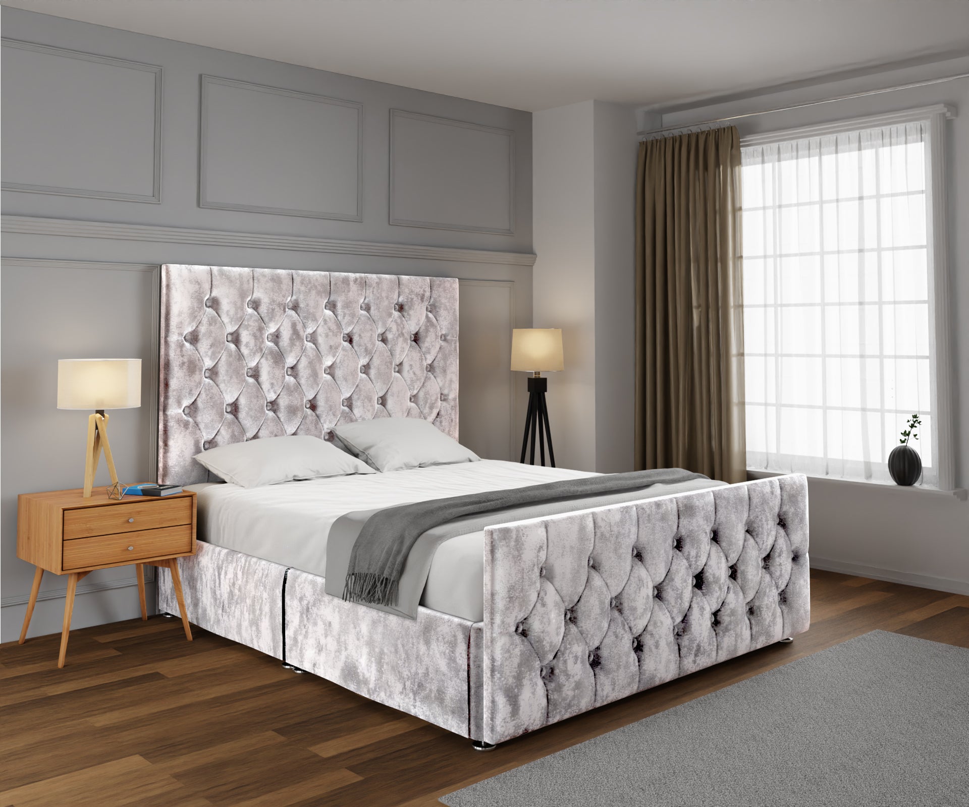 Evie Open Storage Divan Bed Set With Footboard