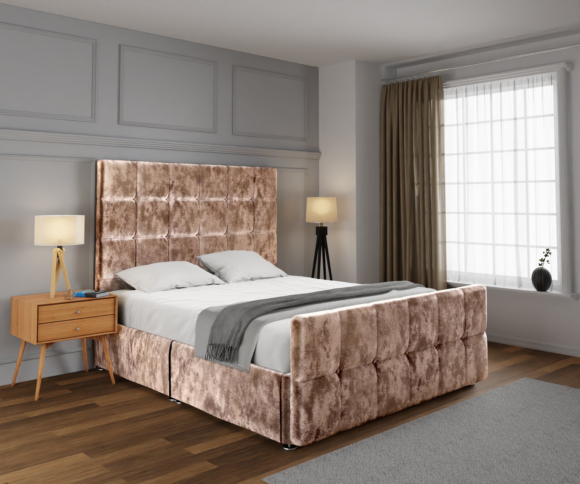 Amber Open Storage Divan Bed Set With Footboard