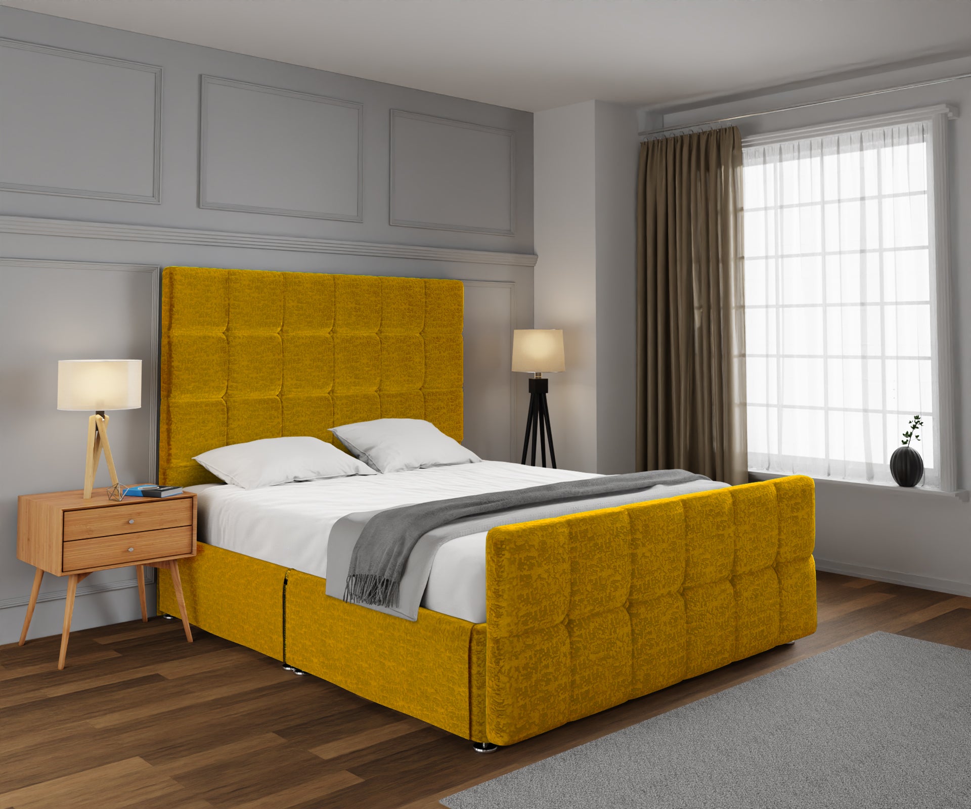 Amber Open Storage Divan Bed Set With Footboard