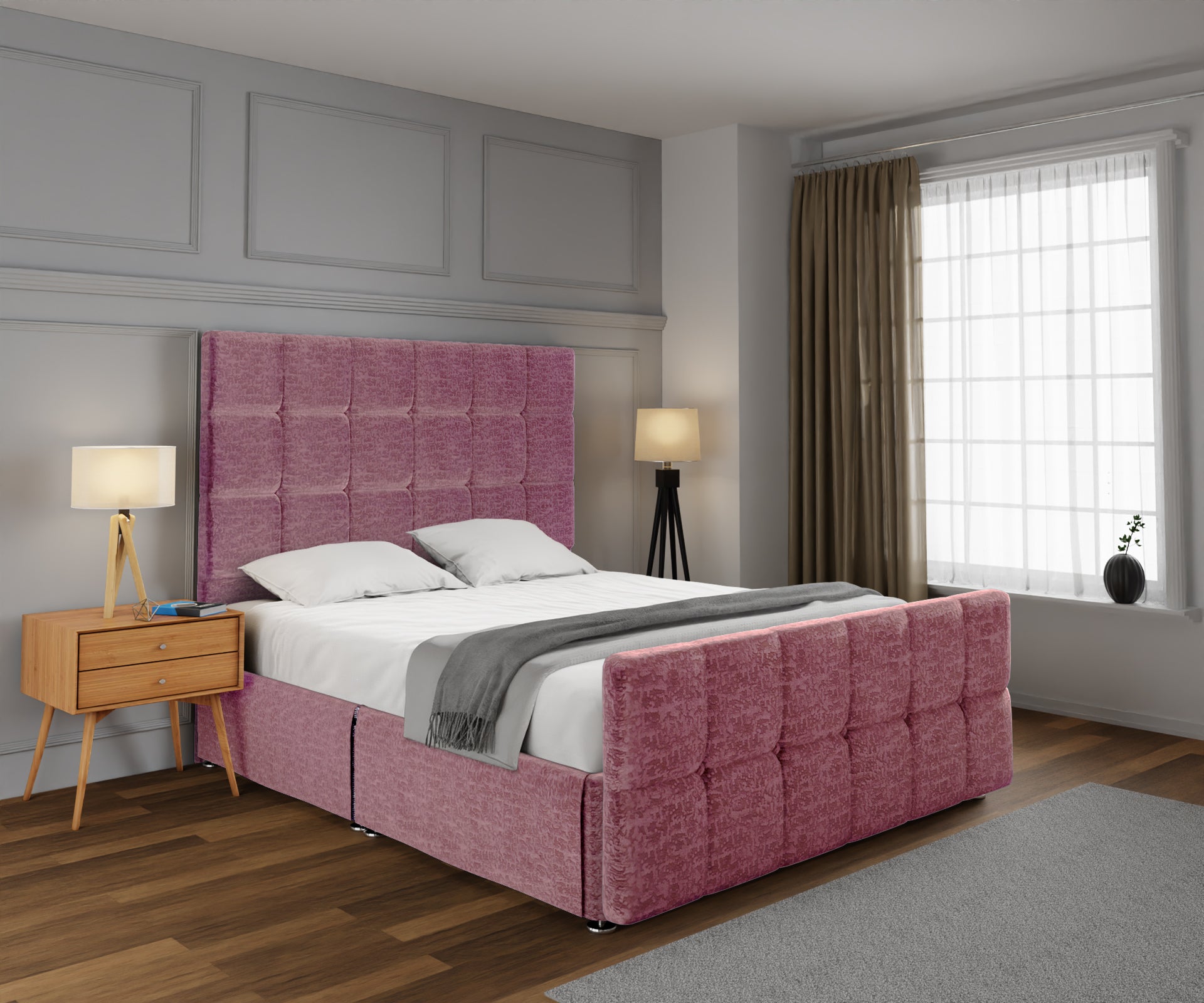 Amber Open Storage Divan Bed Set With Footboard