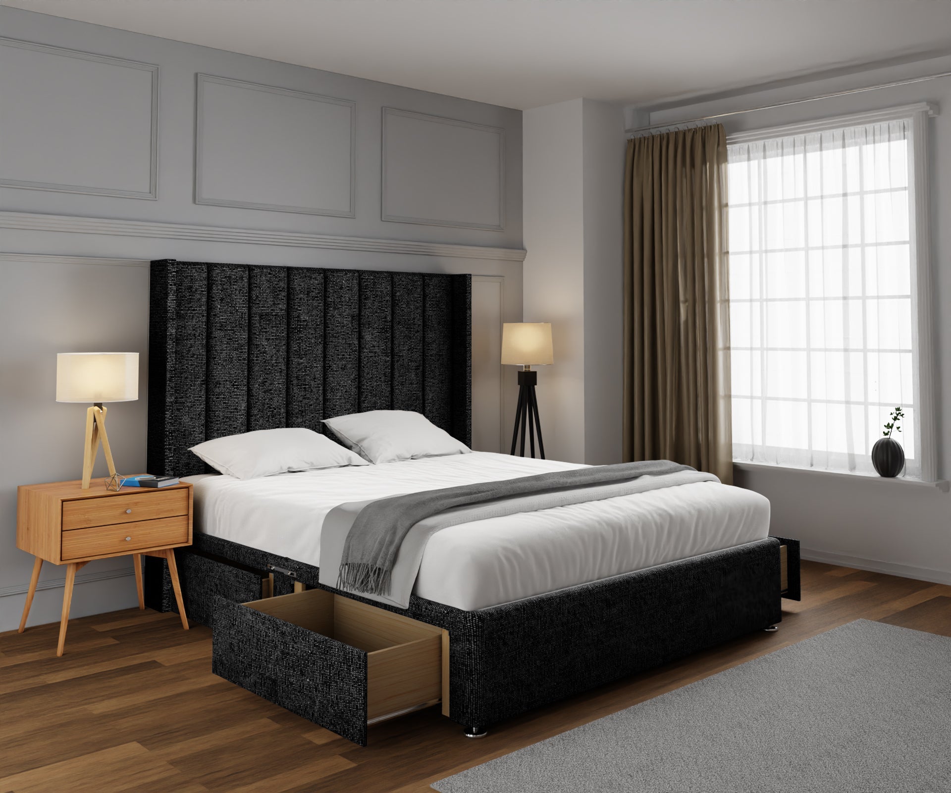 Amelia Line Winged Divan Bed Set