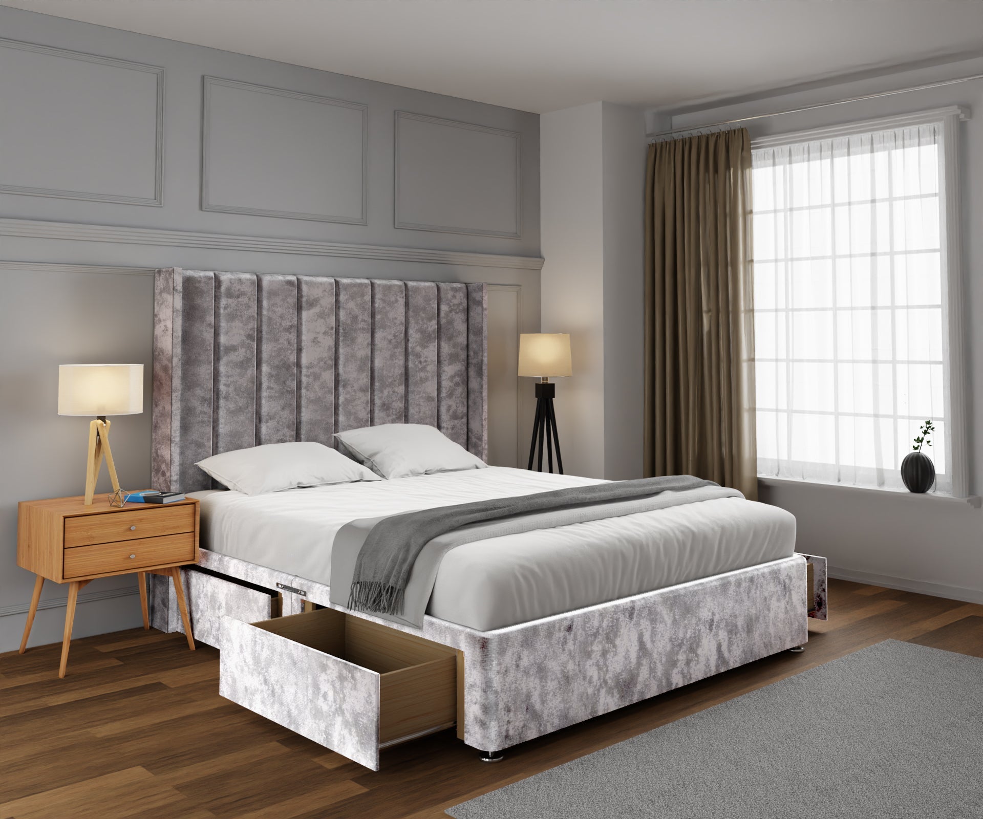Amelia Line Winged Divan Bed Set