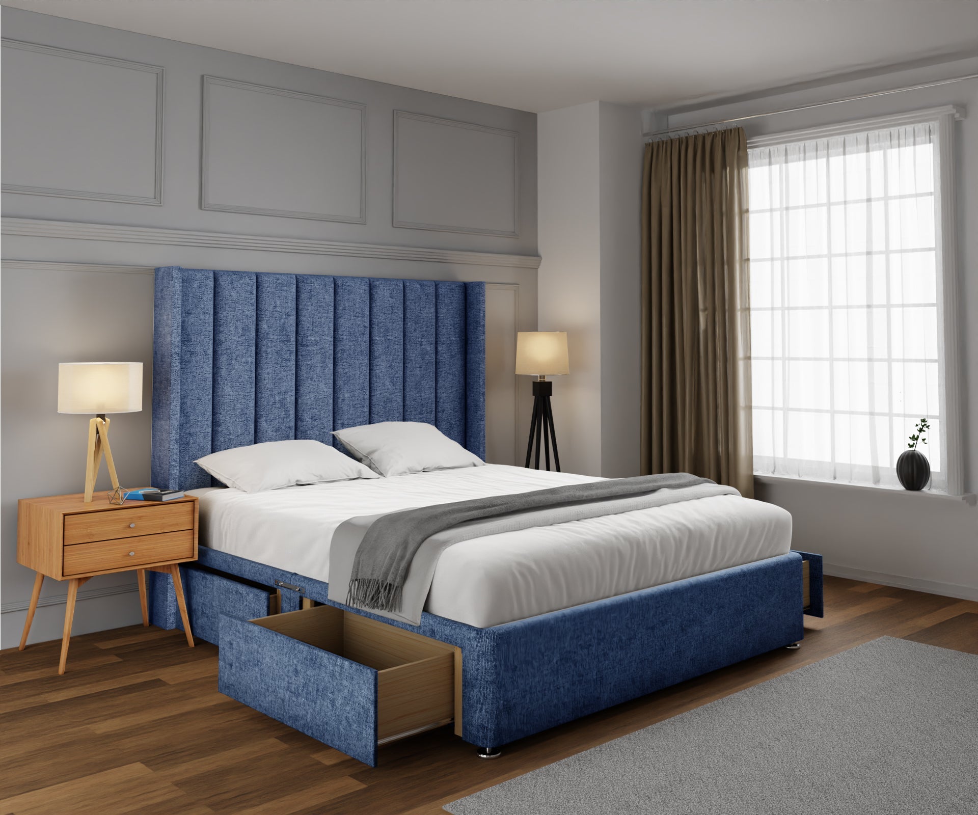 Amelia Line Winged Divan Bed Set
