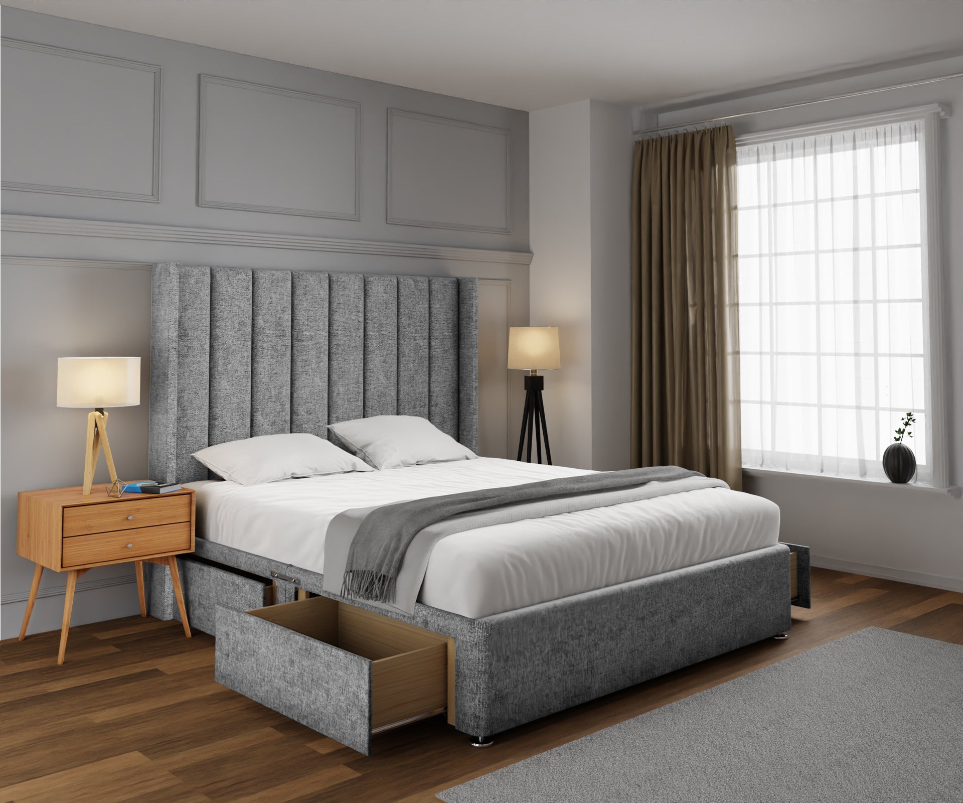 Amelia Line Winged Divan Bed Set
