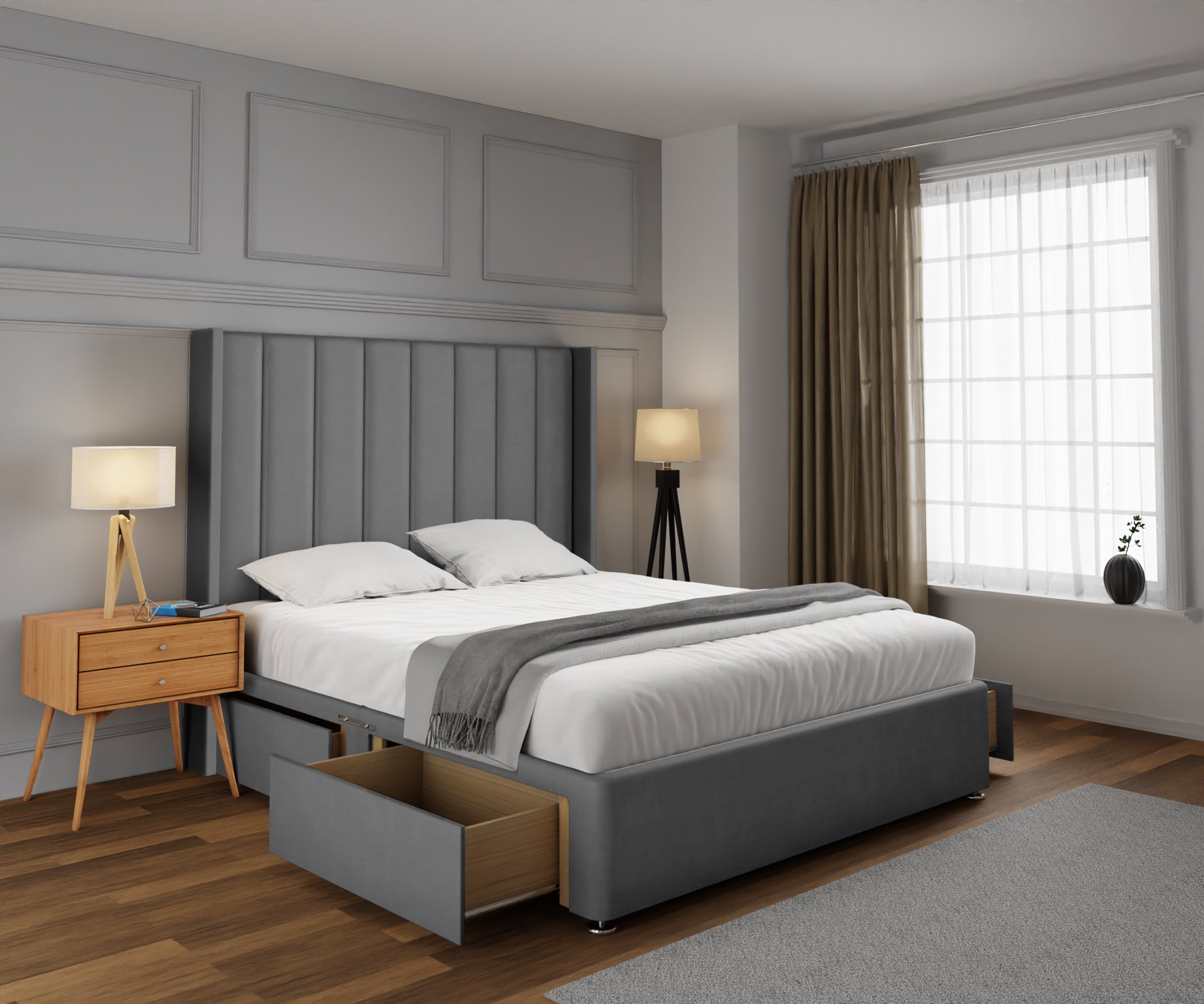 Amelia Line Winged Divan Bed Set
