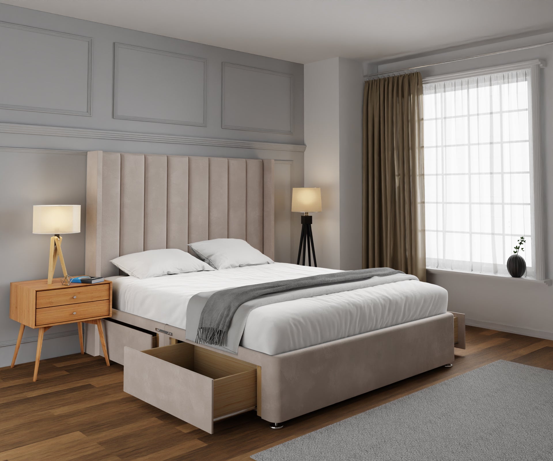Amelia Line Winged Divan Bed Set