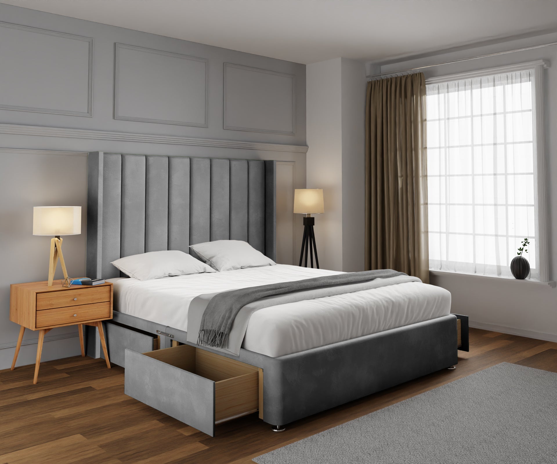 Amelia Line Winged Divan Bed Set