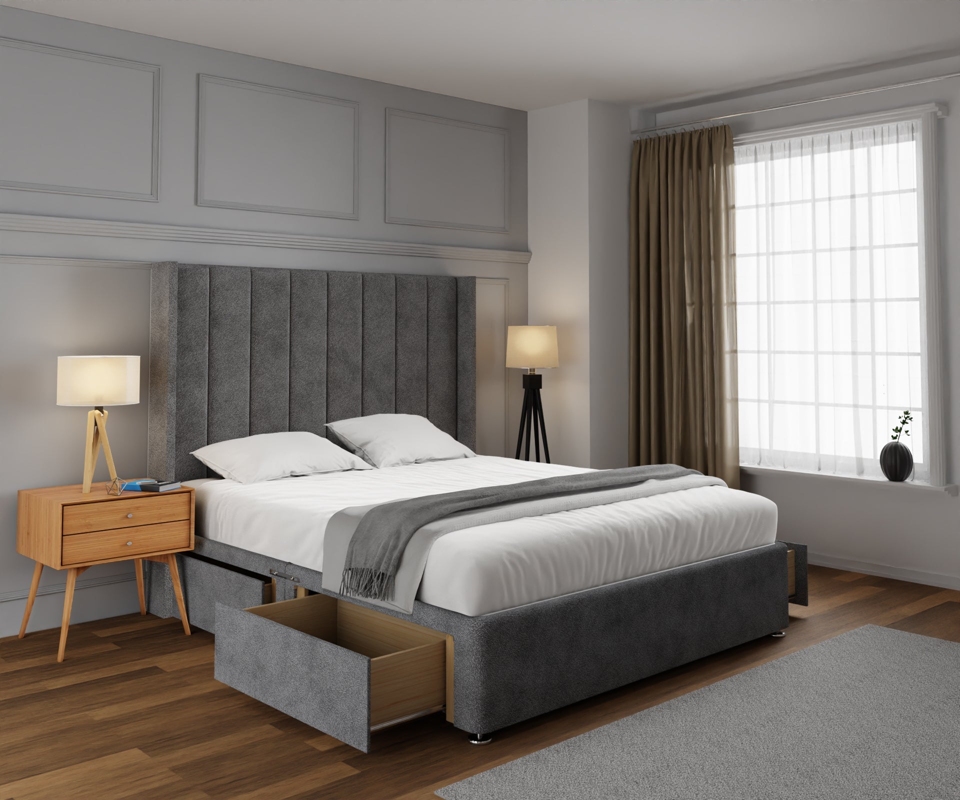 Amelia Line Winged Divan Bed Set
