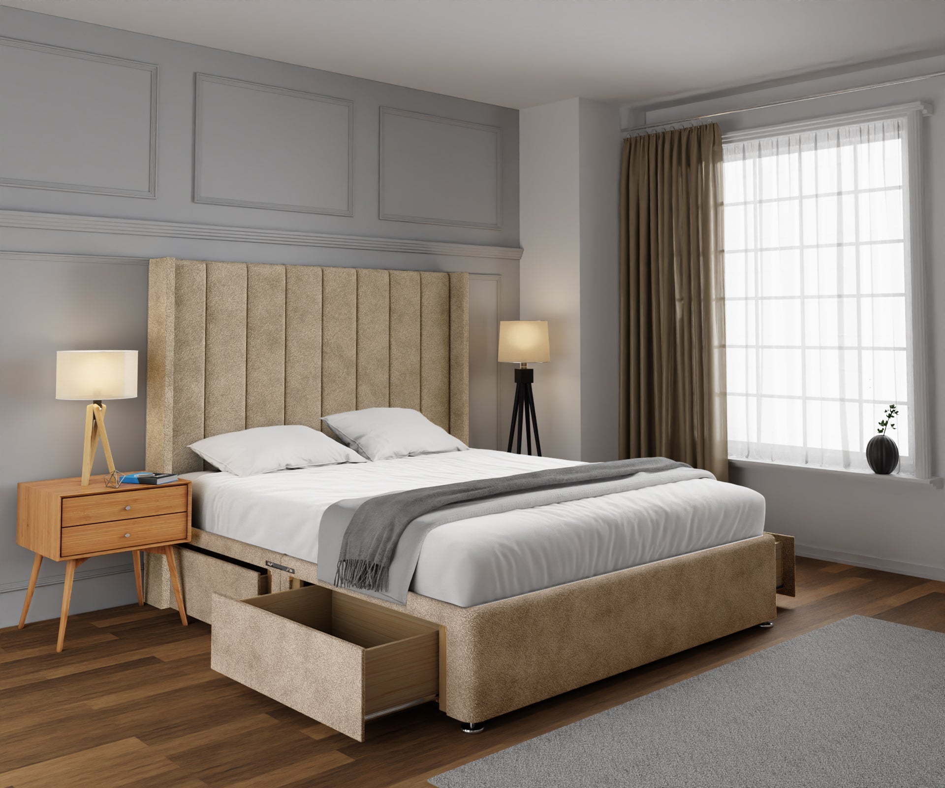 Amelia Line Winged Divan Bed Set