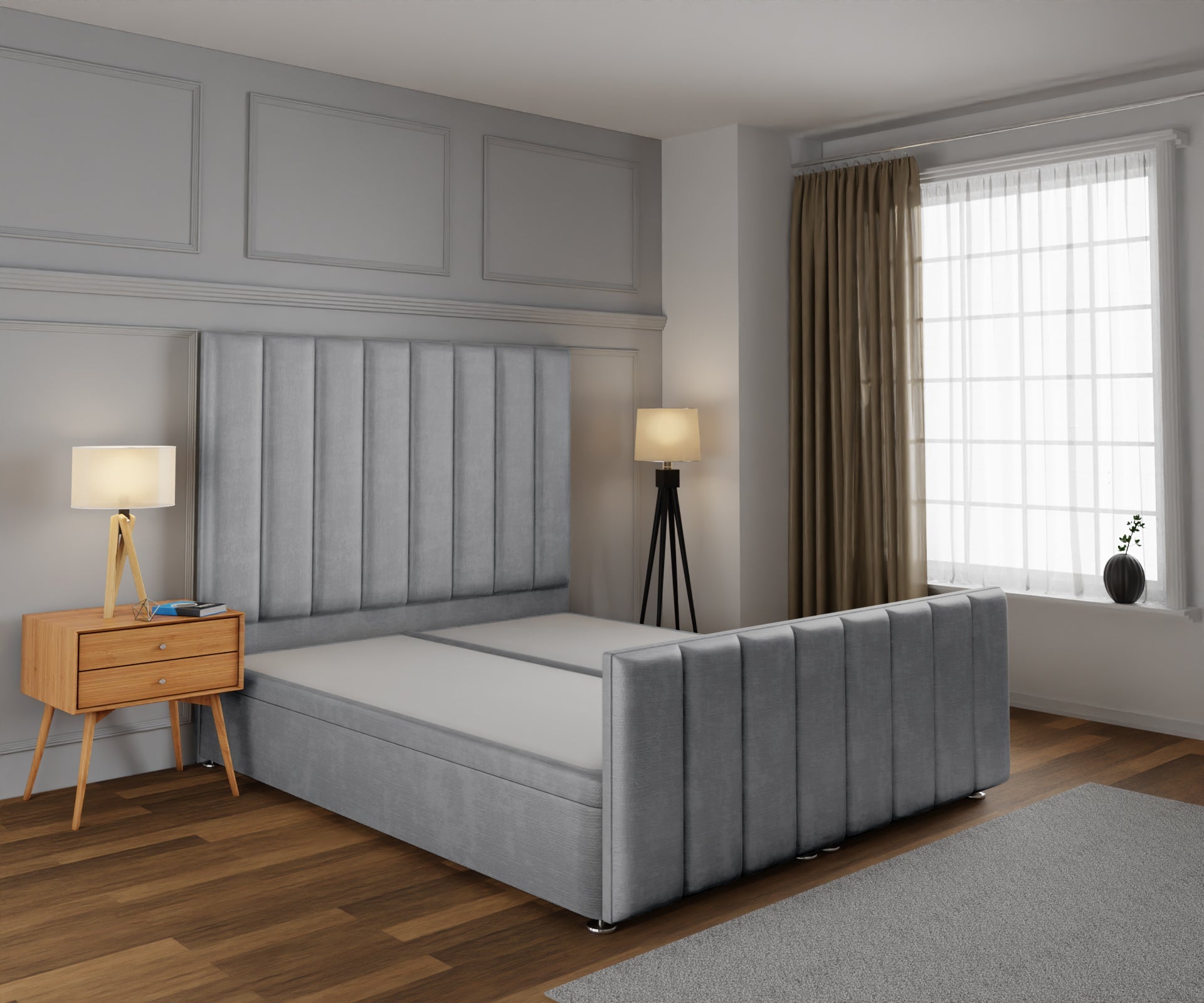 Amelia Petite Line Ottoman Storage Divan Bed Base And Headboard With Footboard