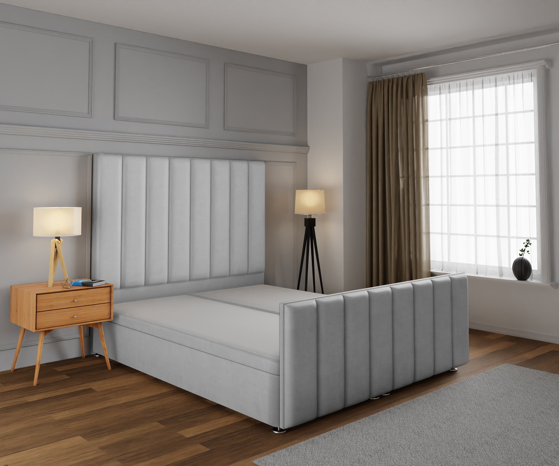 Amelia Petite Line Ottoman Storage Divan Bed Base And Headboard With Footboard