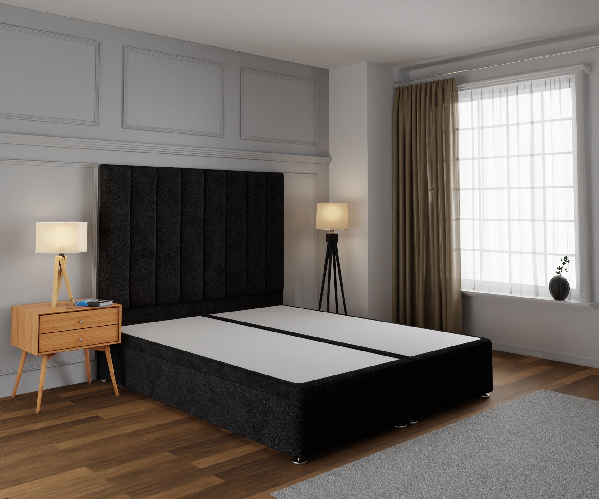 Amelia Petite Line Ottoman Storage Divan Bed Base With Headboard