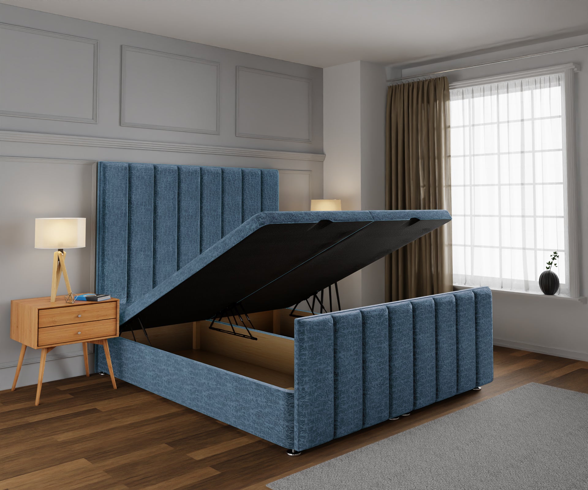 Amelia Petite Line Ottoman Storage Divan Bed Base And Headboard With Footboard