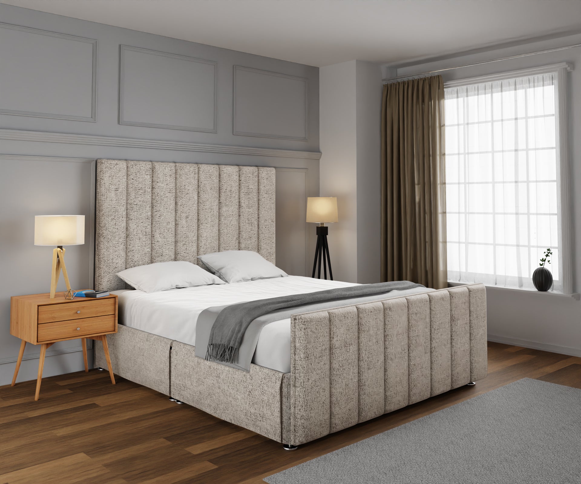 Amelia Petite Line Open Storage Bed Set With Footboard
