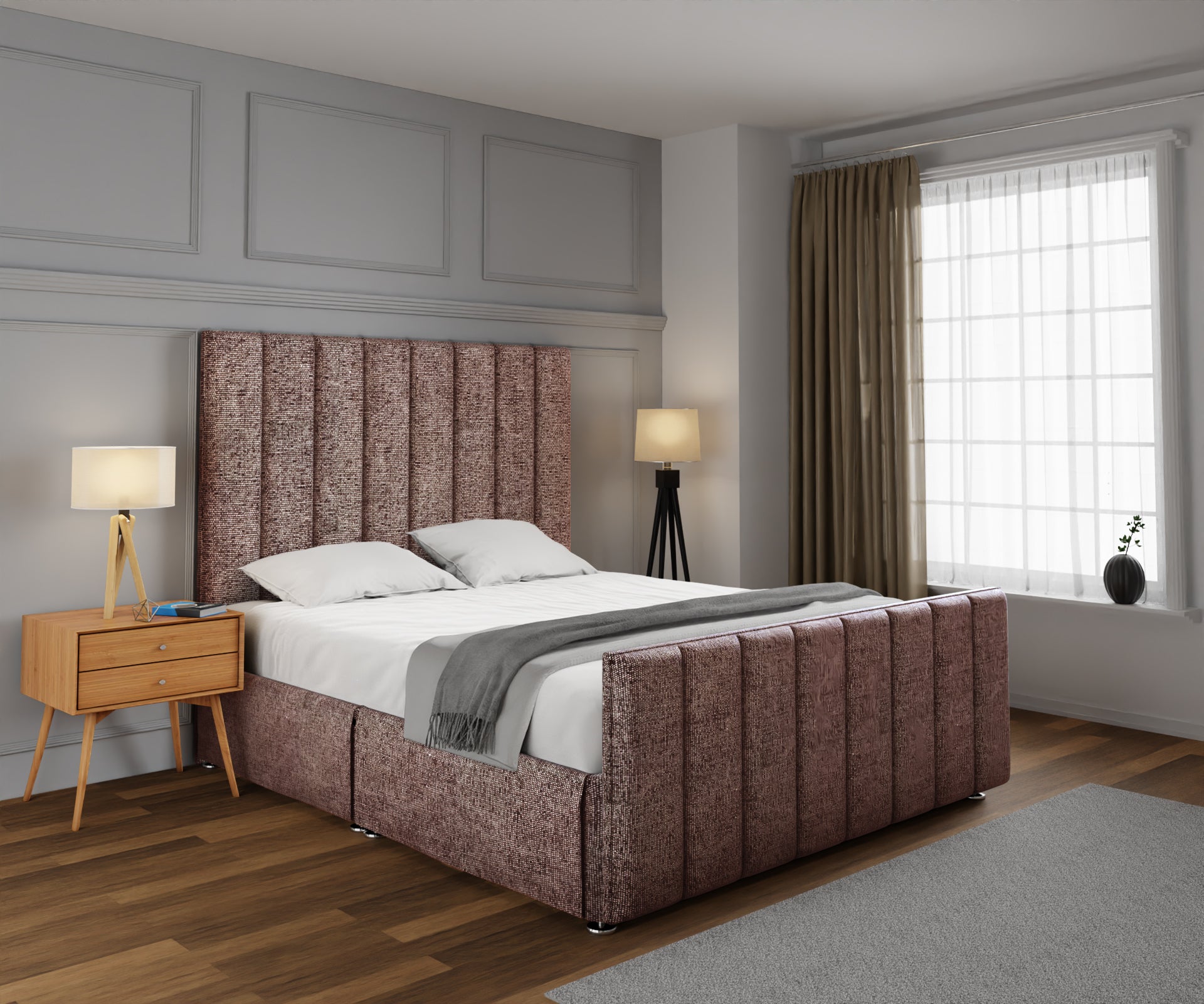 Amelia Petite Line Open Storage Bed Set With Footboard