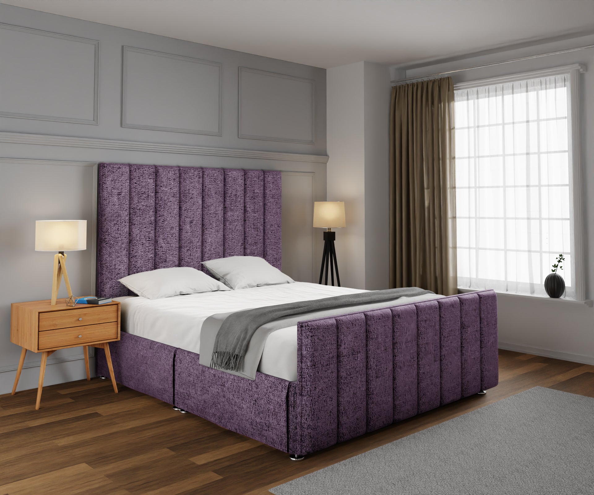 Amelia Petite Line Open Storage Bed Set With Footboard