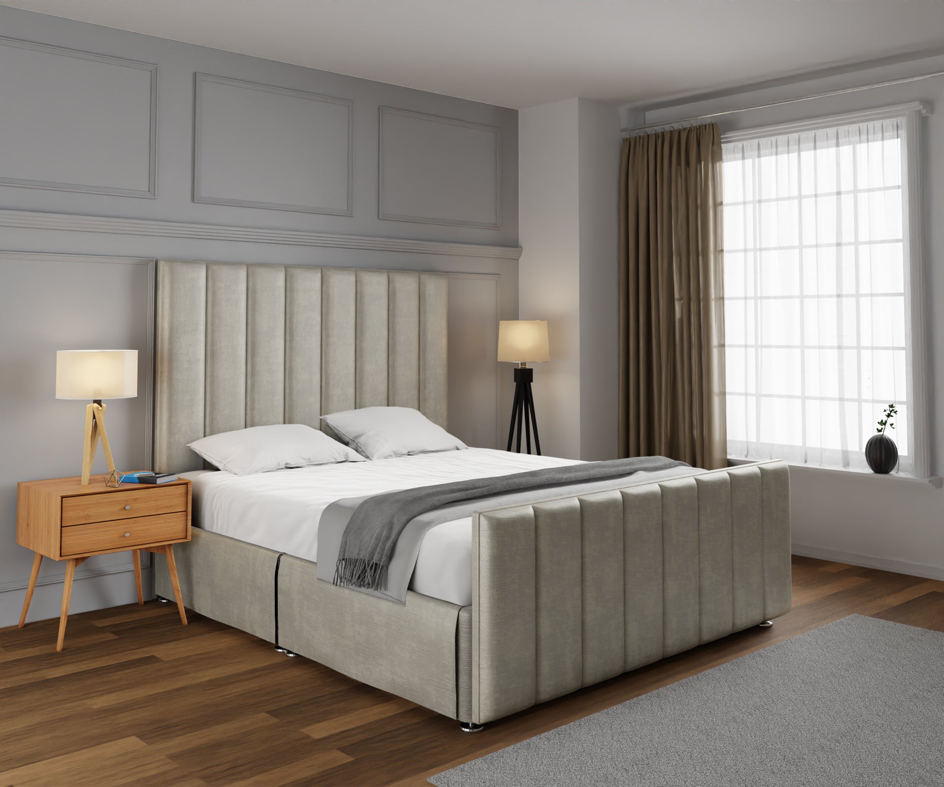 Amelia Petite Line Open Storage Bed Set With Footboard