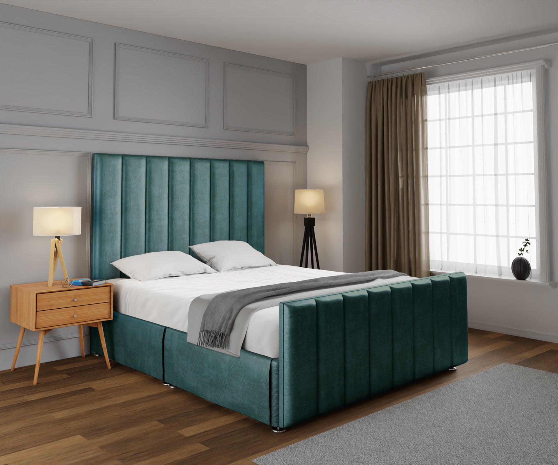 Amelia Petite Line Open Storage Bed Set With Footboard