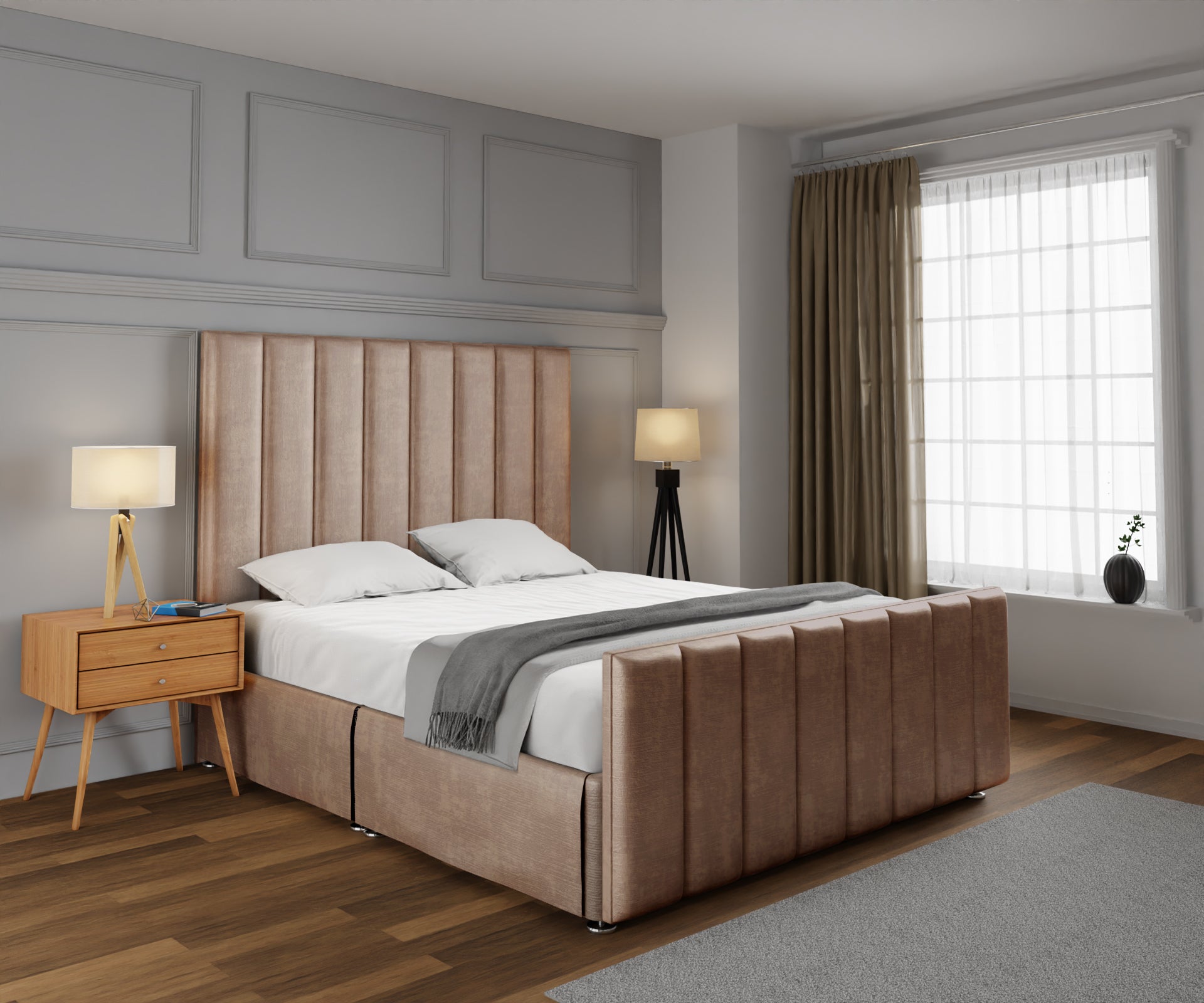 Amelia Petite Line Open Storage Bed Set With Footboard