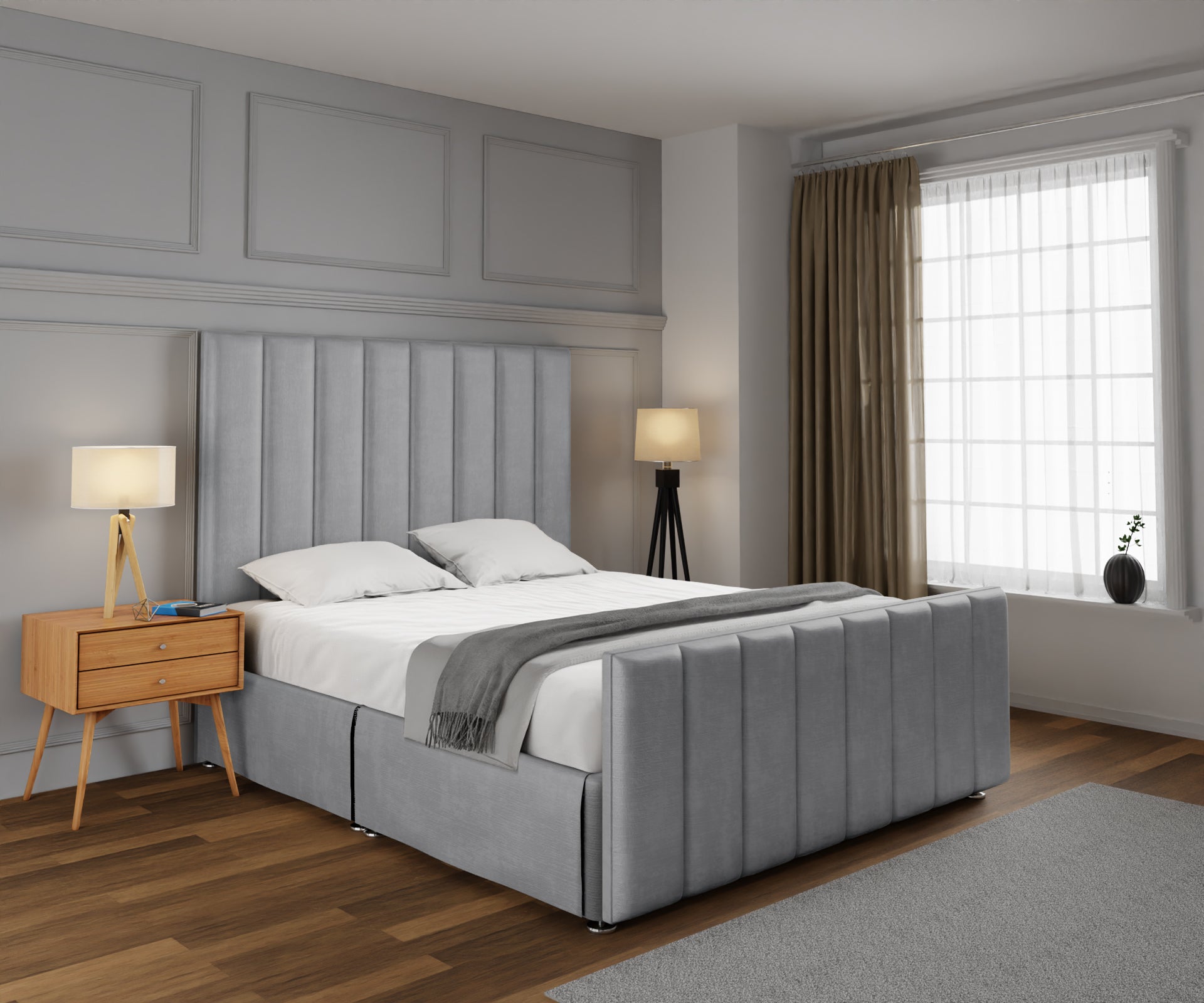 Amelia Petite Line Open Storage Bed Set With Footboard