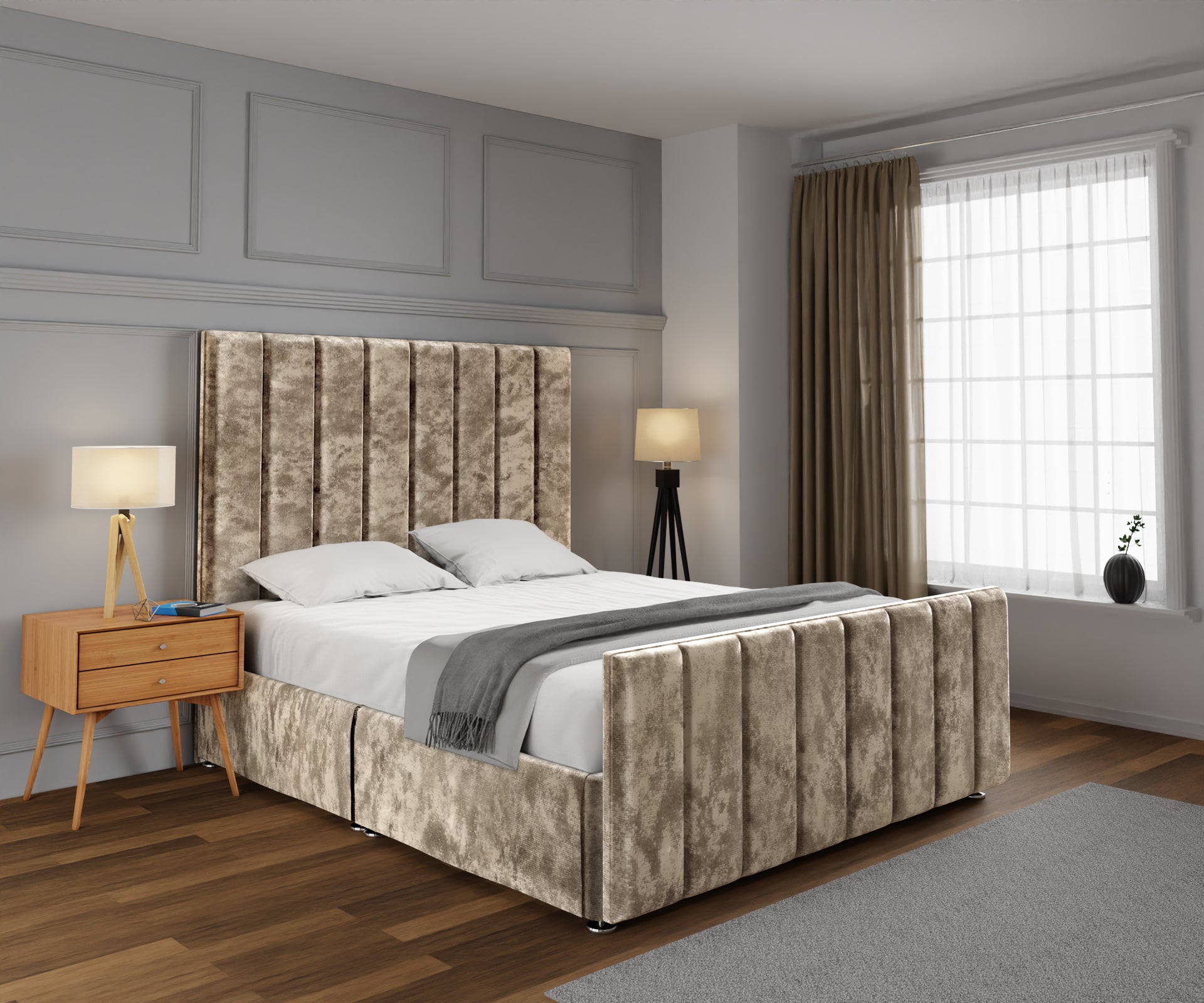 Amelia Petite Line Open Storage Bed Set With Footboard