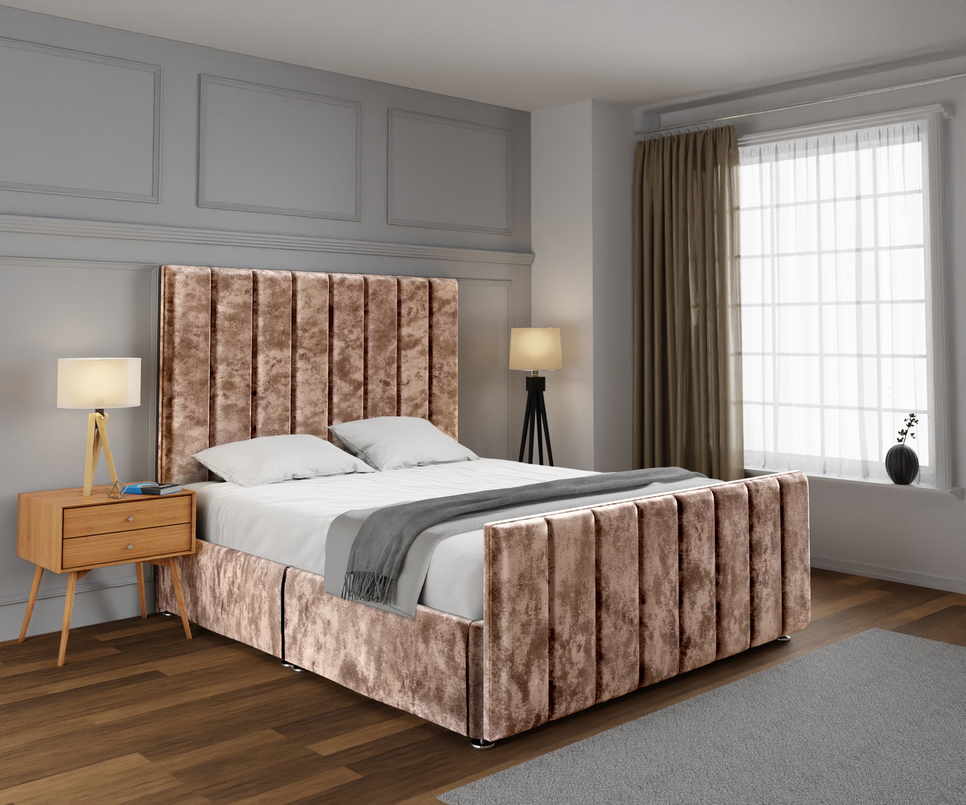Amelia Petite Line Open Storage Bed Set With Footboard