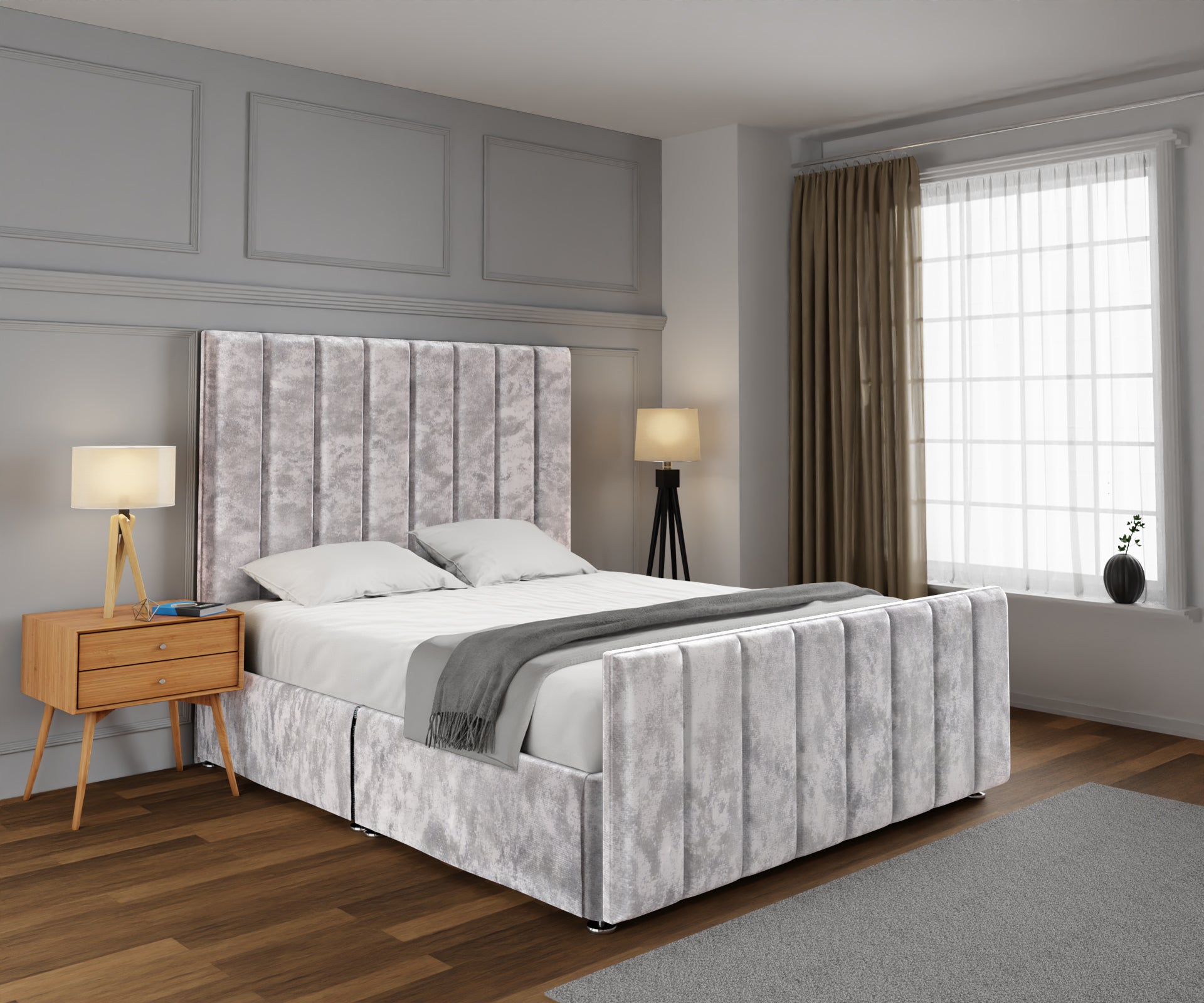 Amelia Petite Line Open Storage Bed Set With Footboard