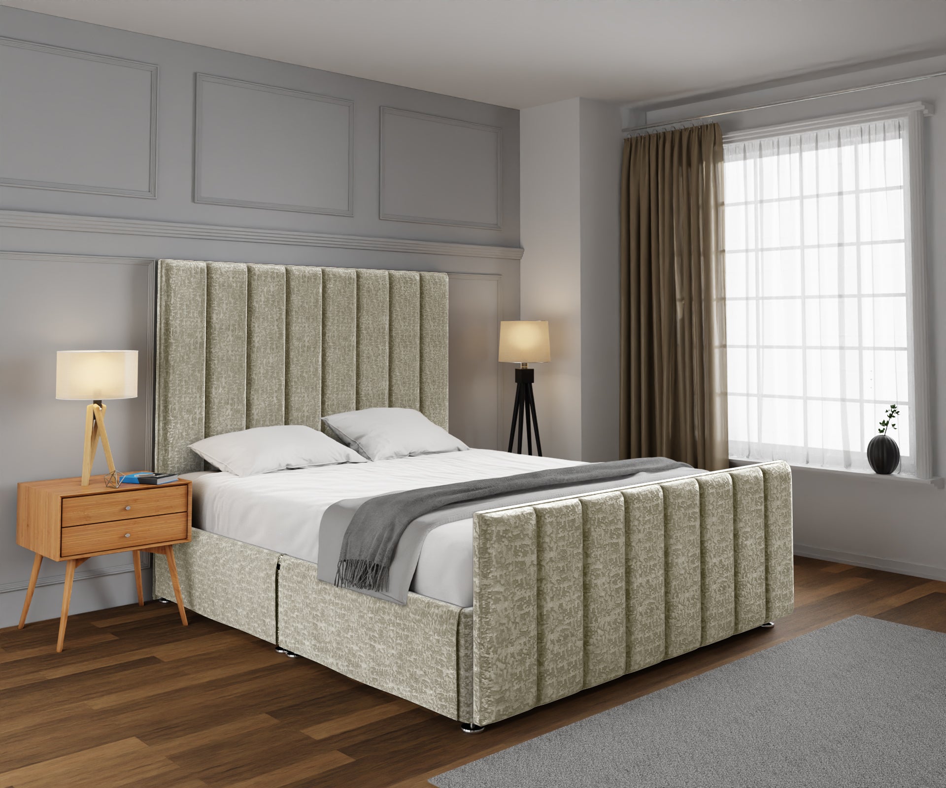 Amelia Petite Line Open Storage Bed Set With Footboard
