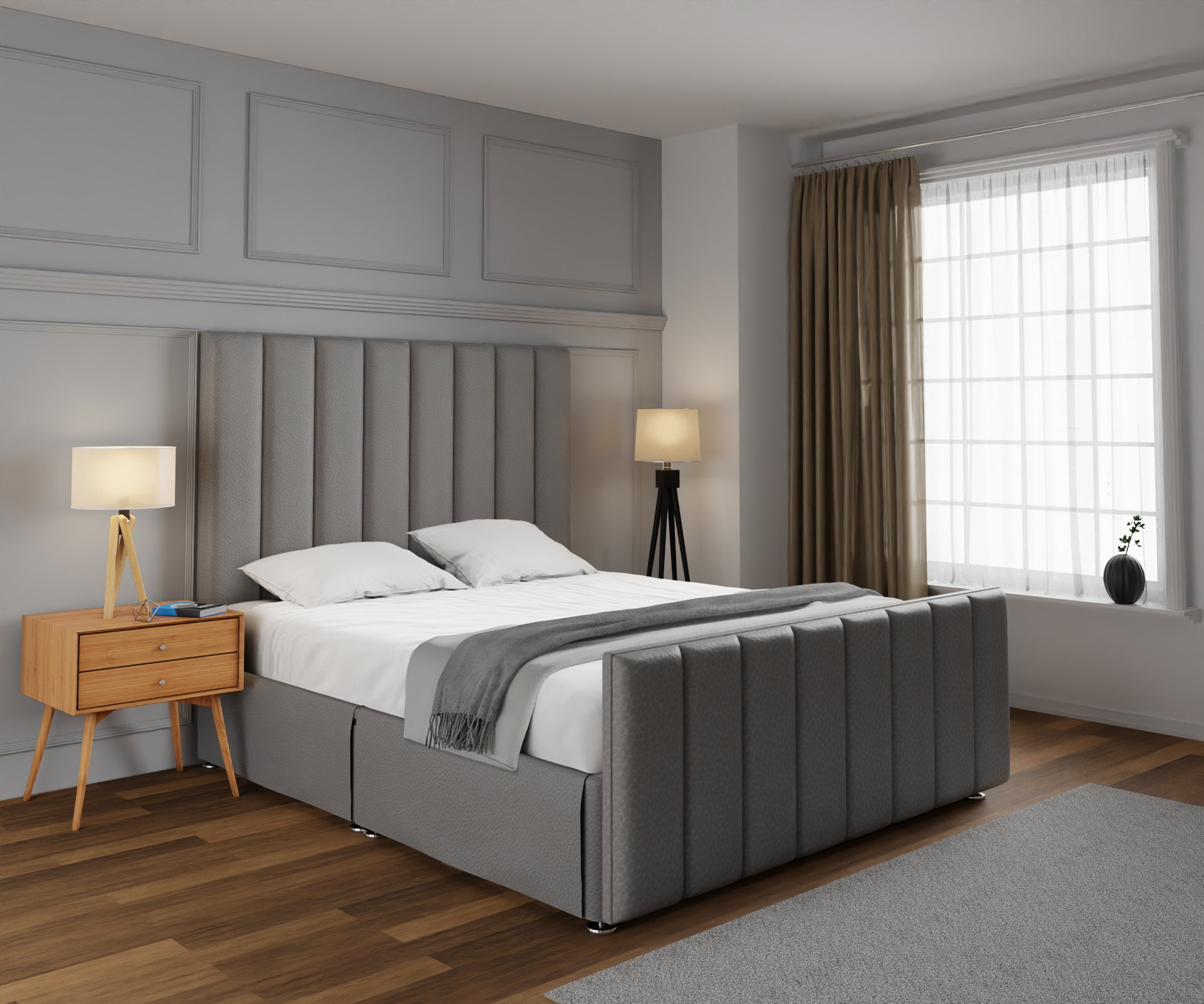 Amelia Petite Line Open Storage Bed Set With Footboard