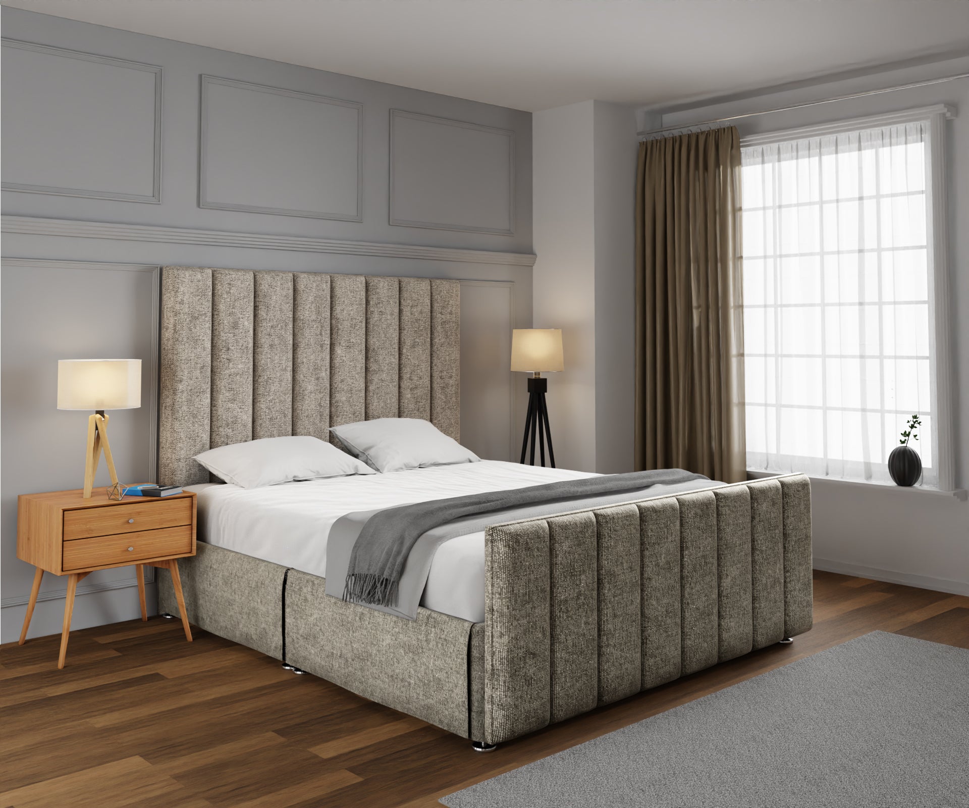 Amelia Petite Line Open Storage Bed Set With Footboard
