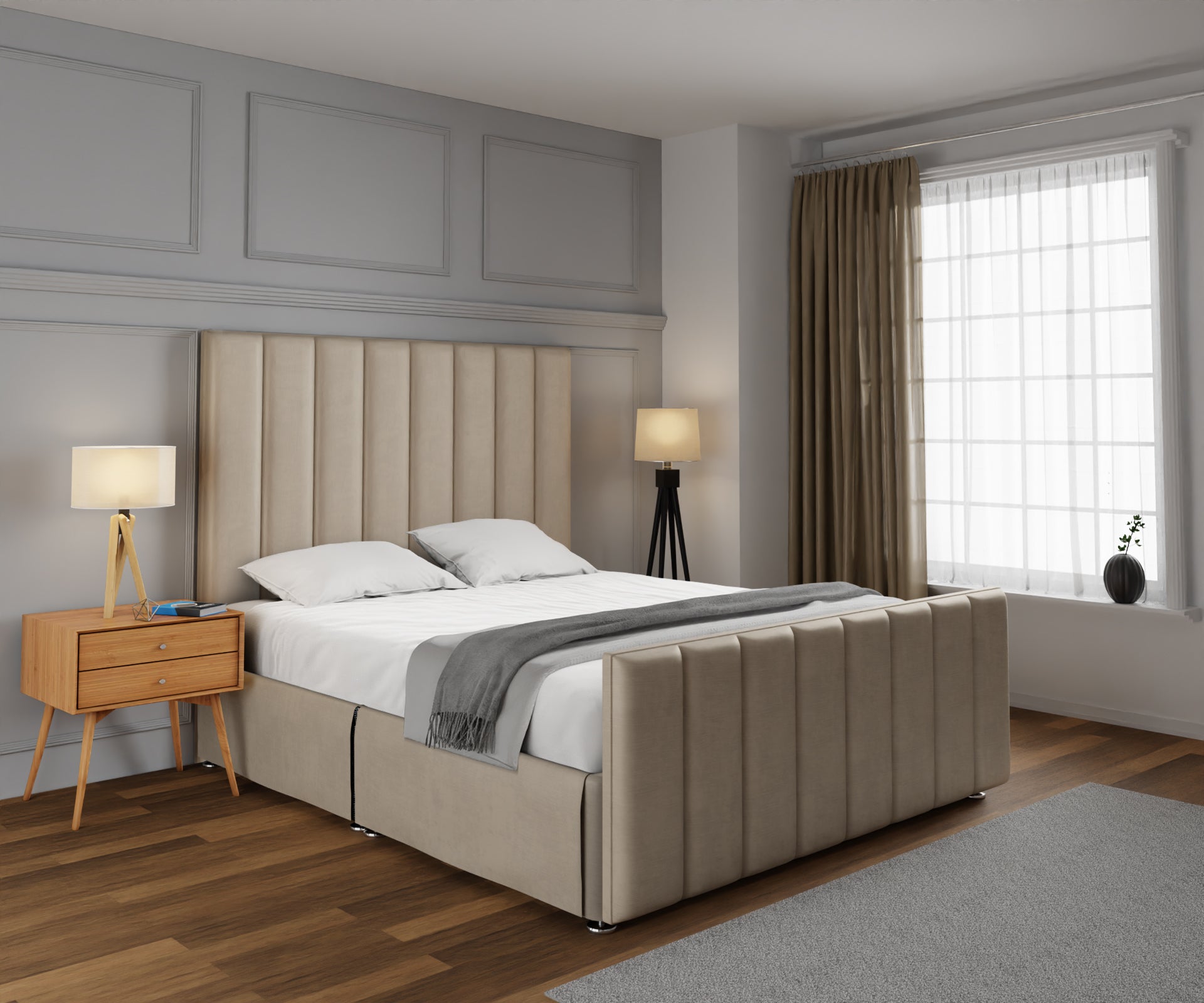 Amelia Petite Line Open Storage Bed Set With Footboard