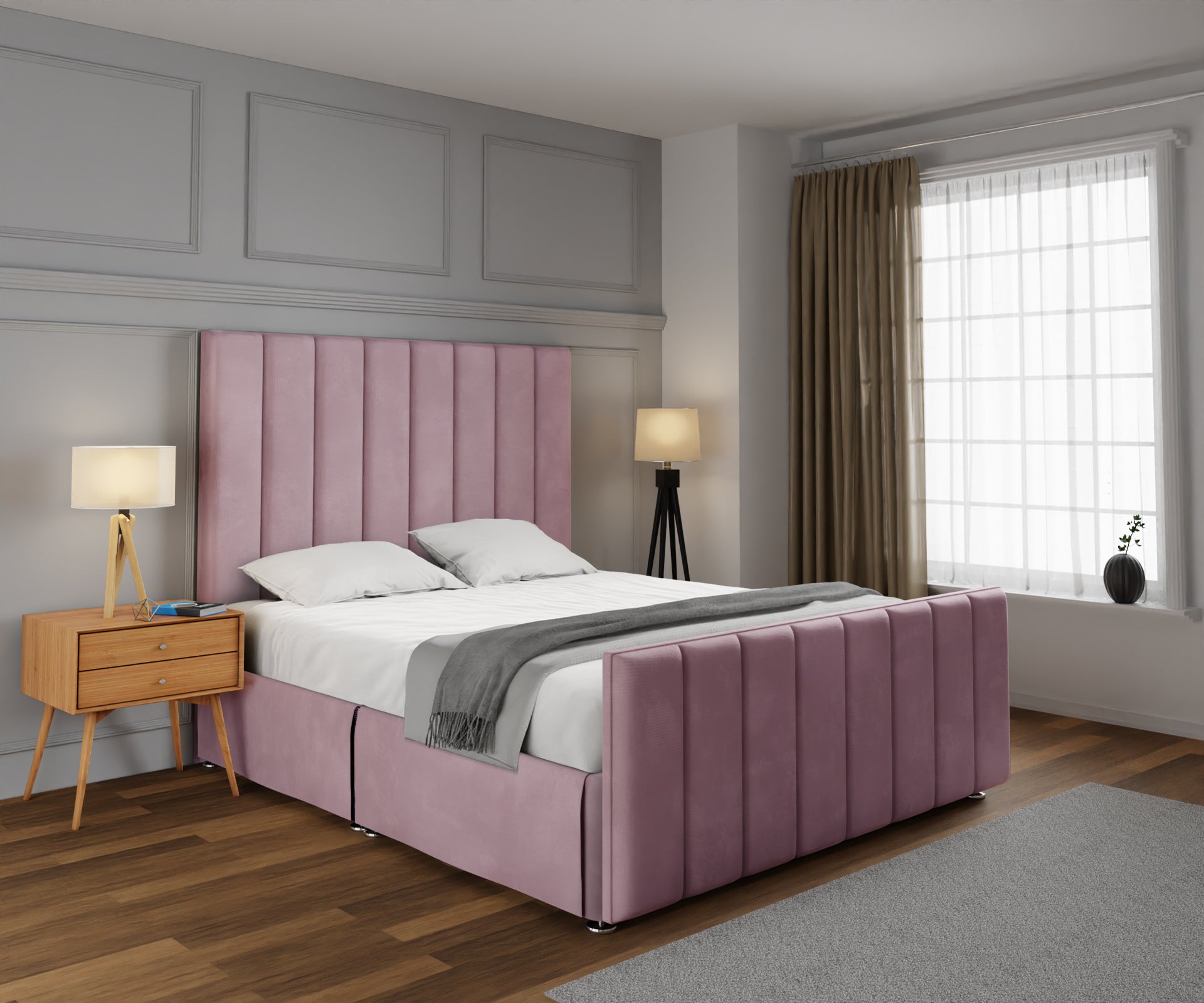 Amelia Petite Line Open Storage Bed Set With Footboard