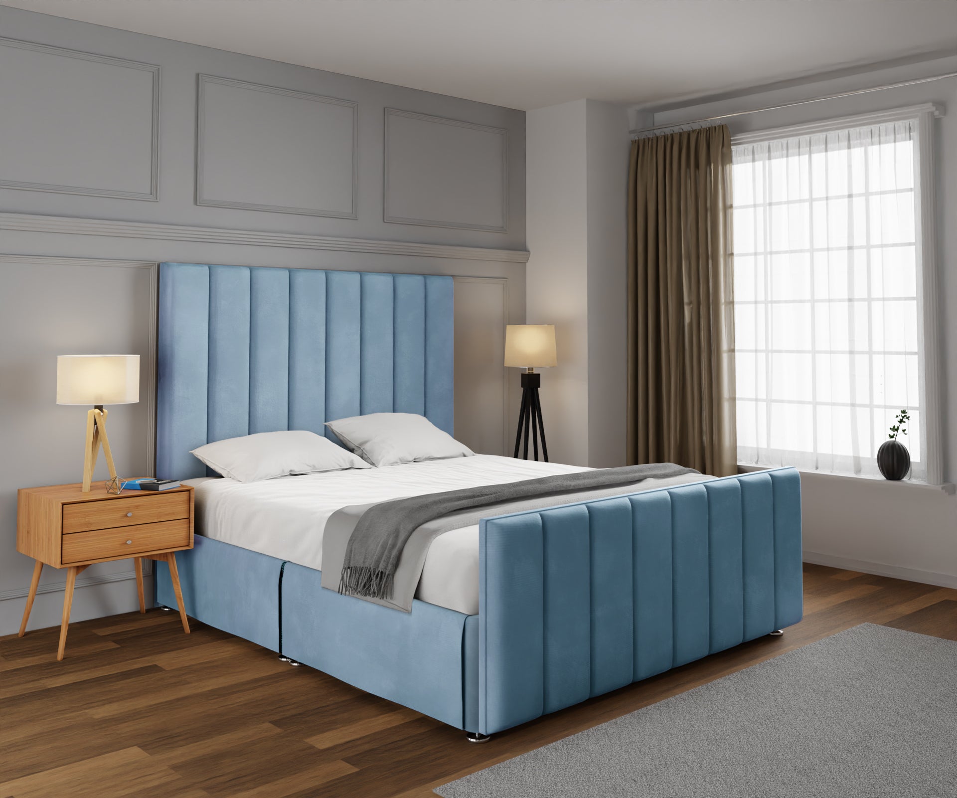 Amelia Petite Line Open Storage Bed Set With Footboard
