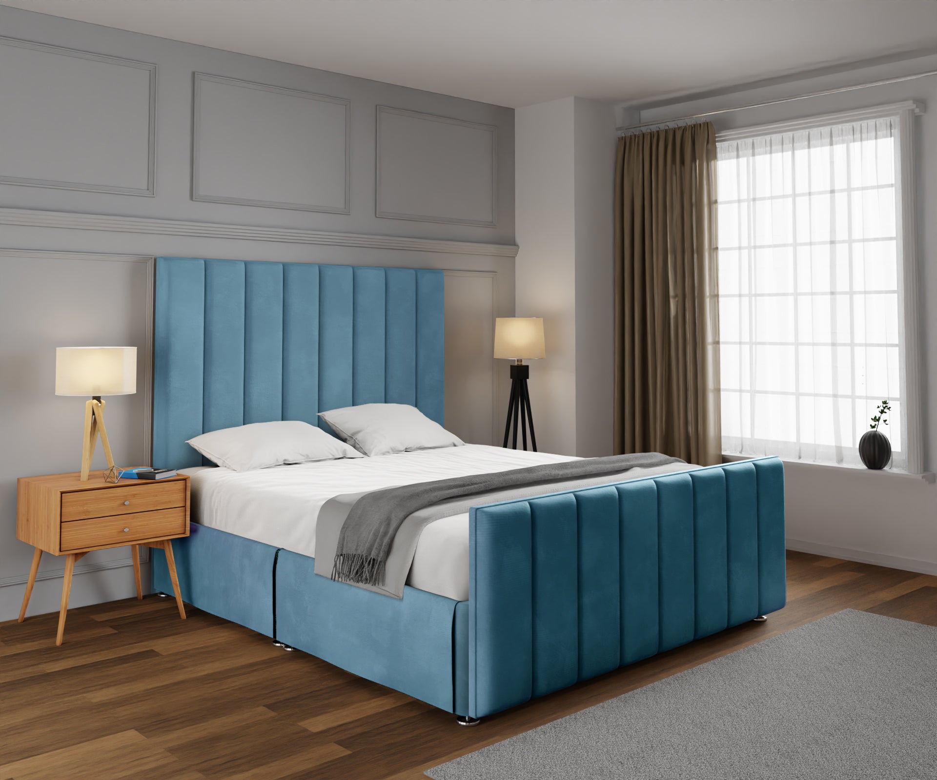 Amelia Petite Line Open Storage Bed Set With Footboard