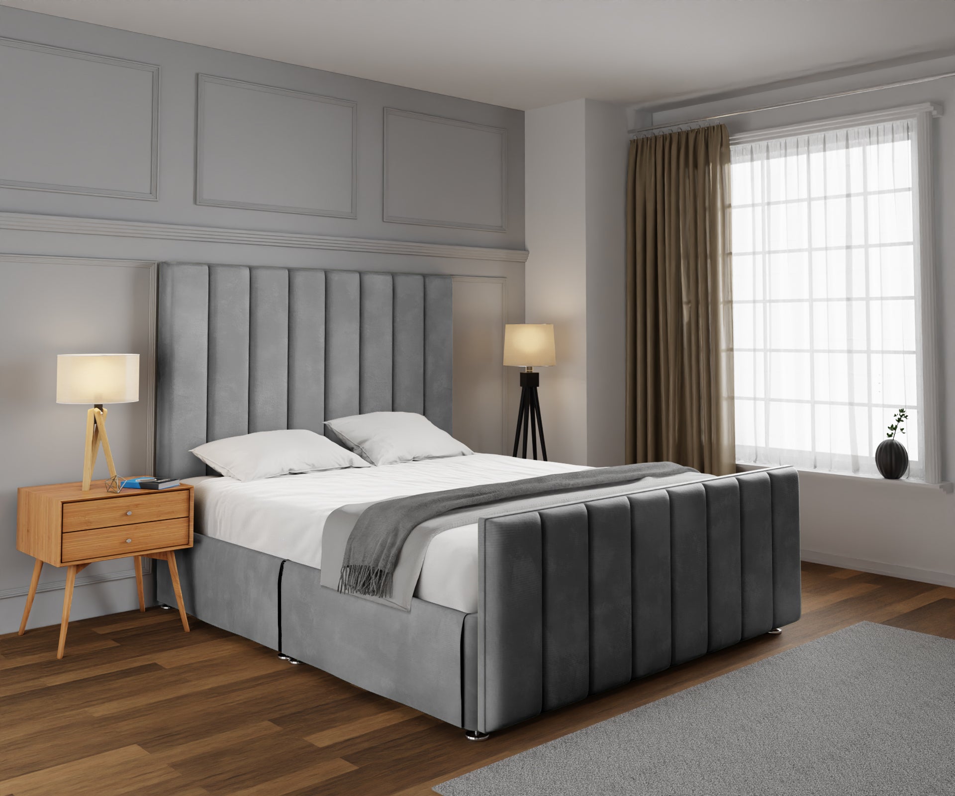 Amelia Petite Line Open Storage Bed Set With Footboard